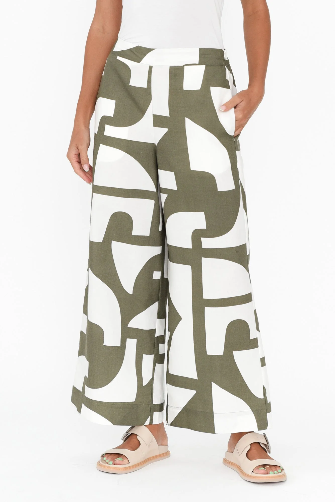 Dali Green Geo Lyocell Blend Pants - Image 2