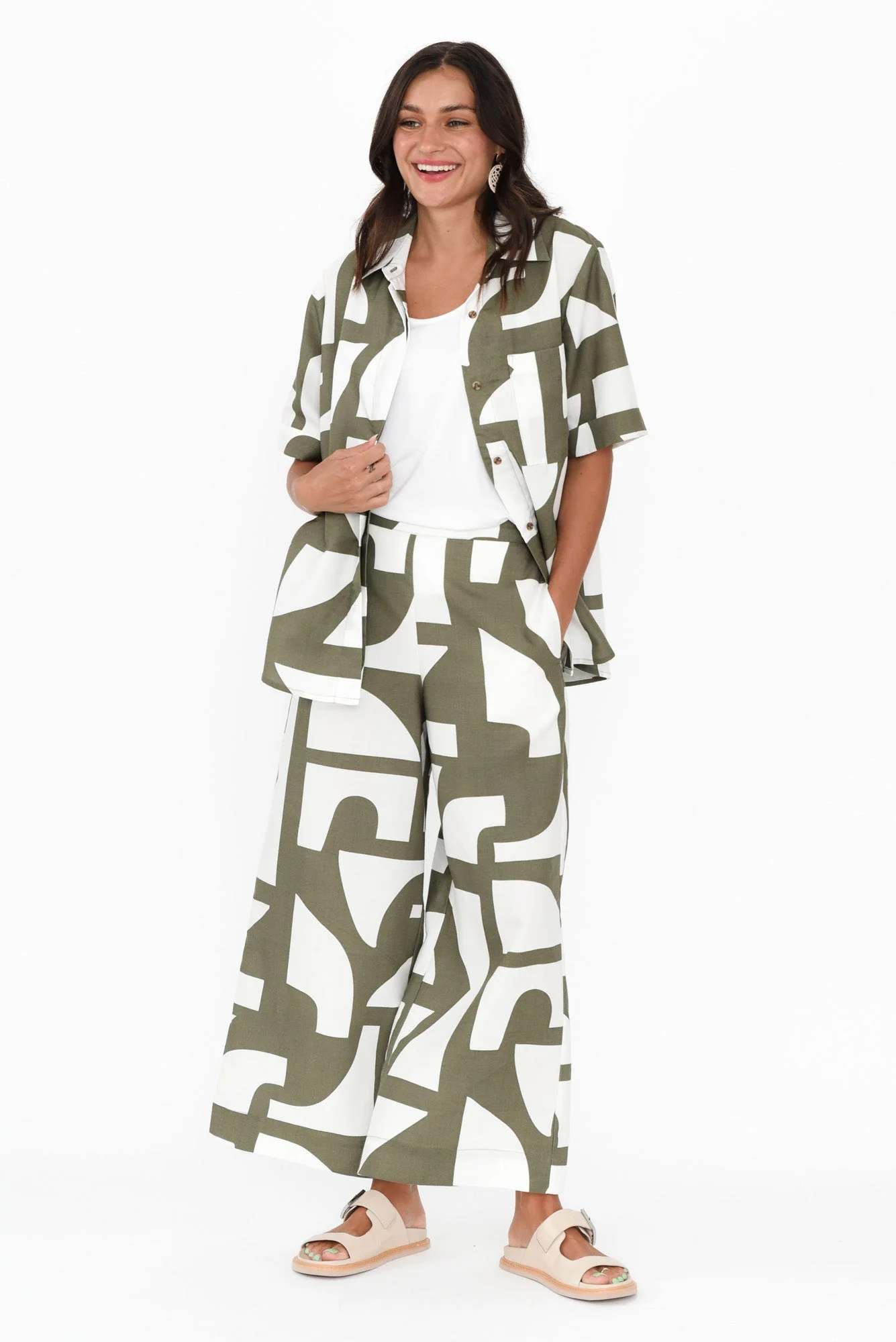 Dali Green Geo Lyocell Blend Pants - Image 8