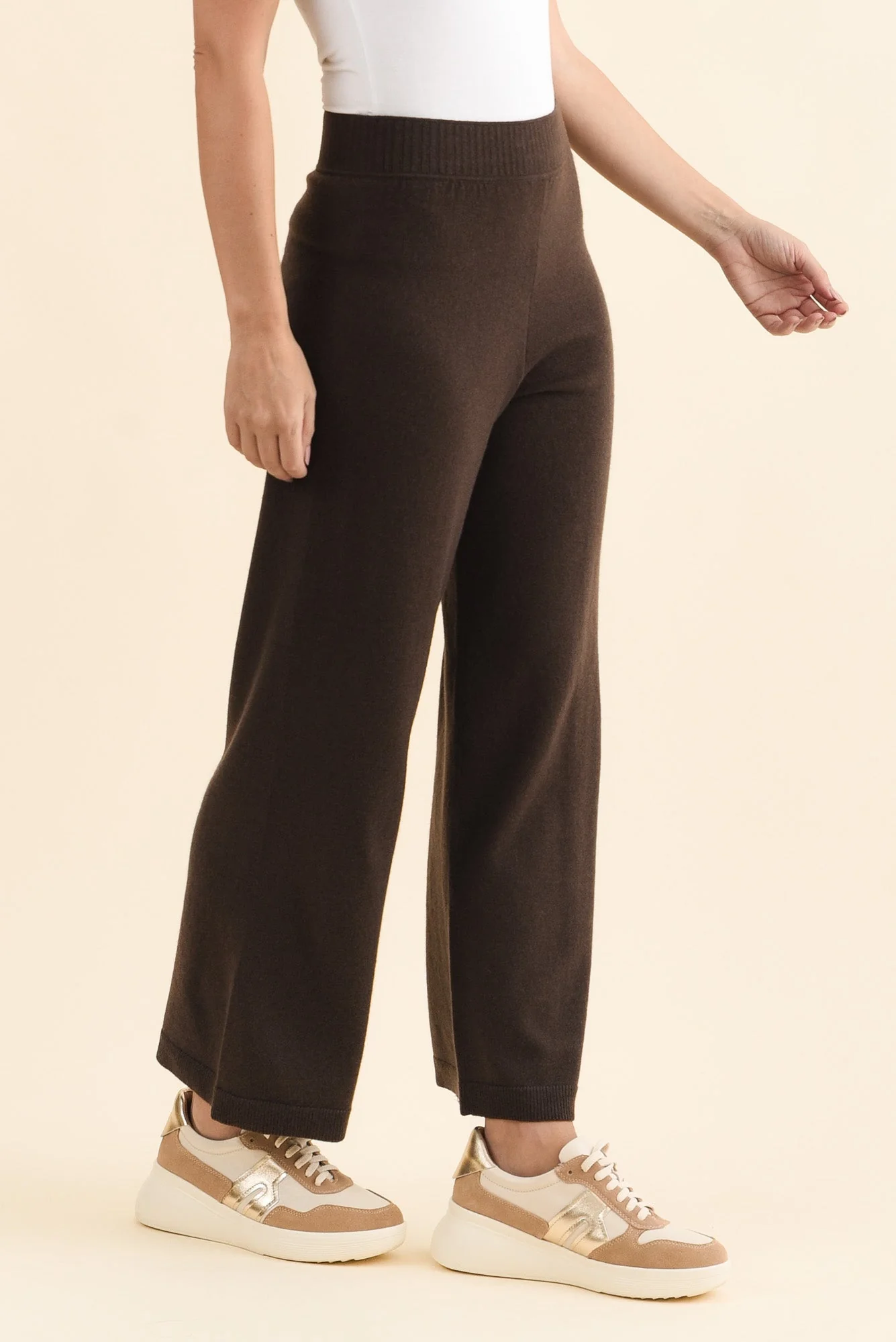 Dalia Chocolate Wool Cashmere Pants - Image 3