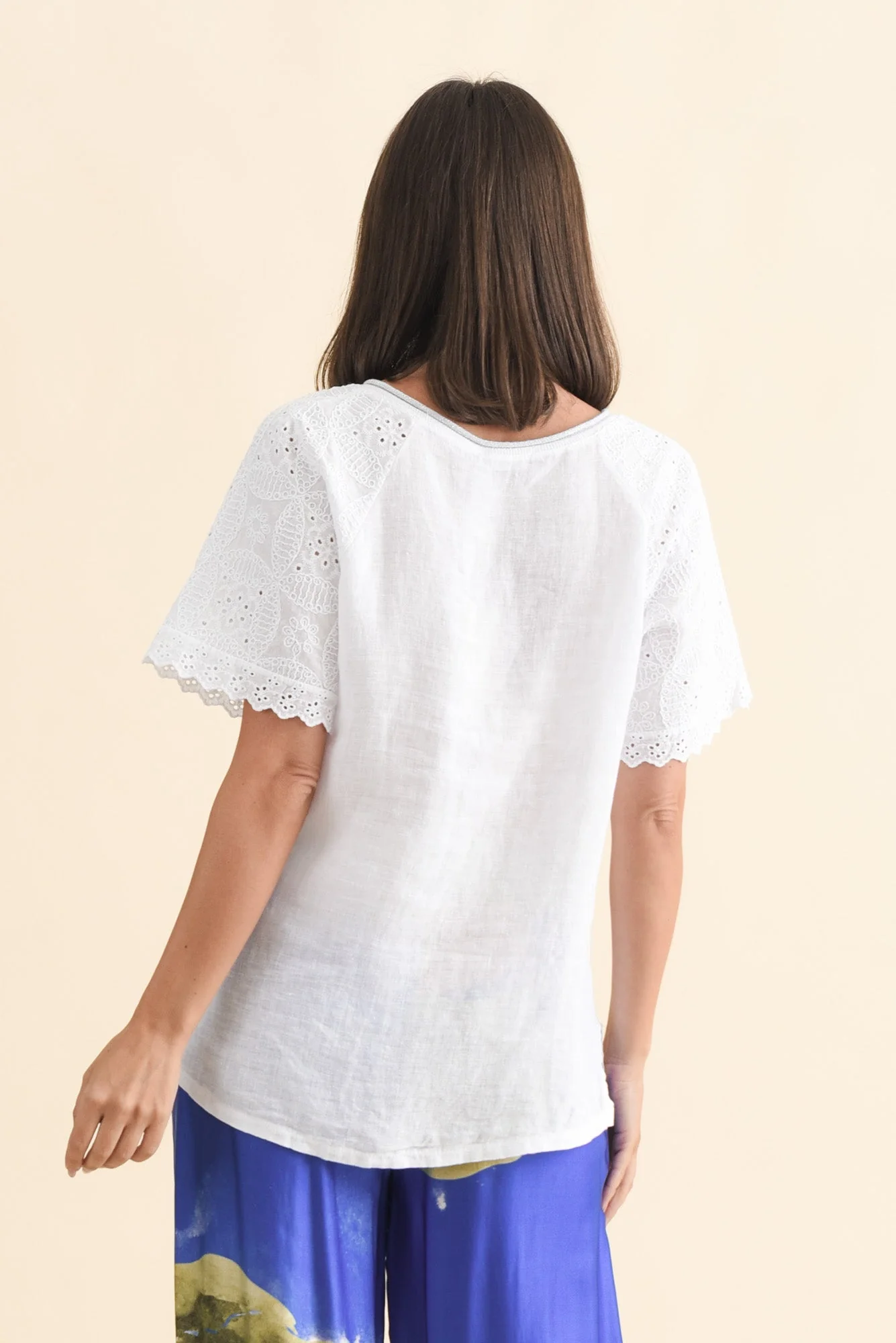 Dame White Linen Embroidered Top - Image 4