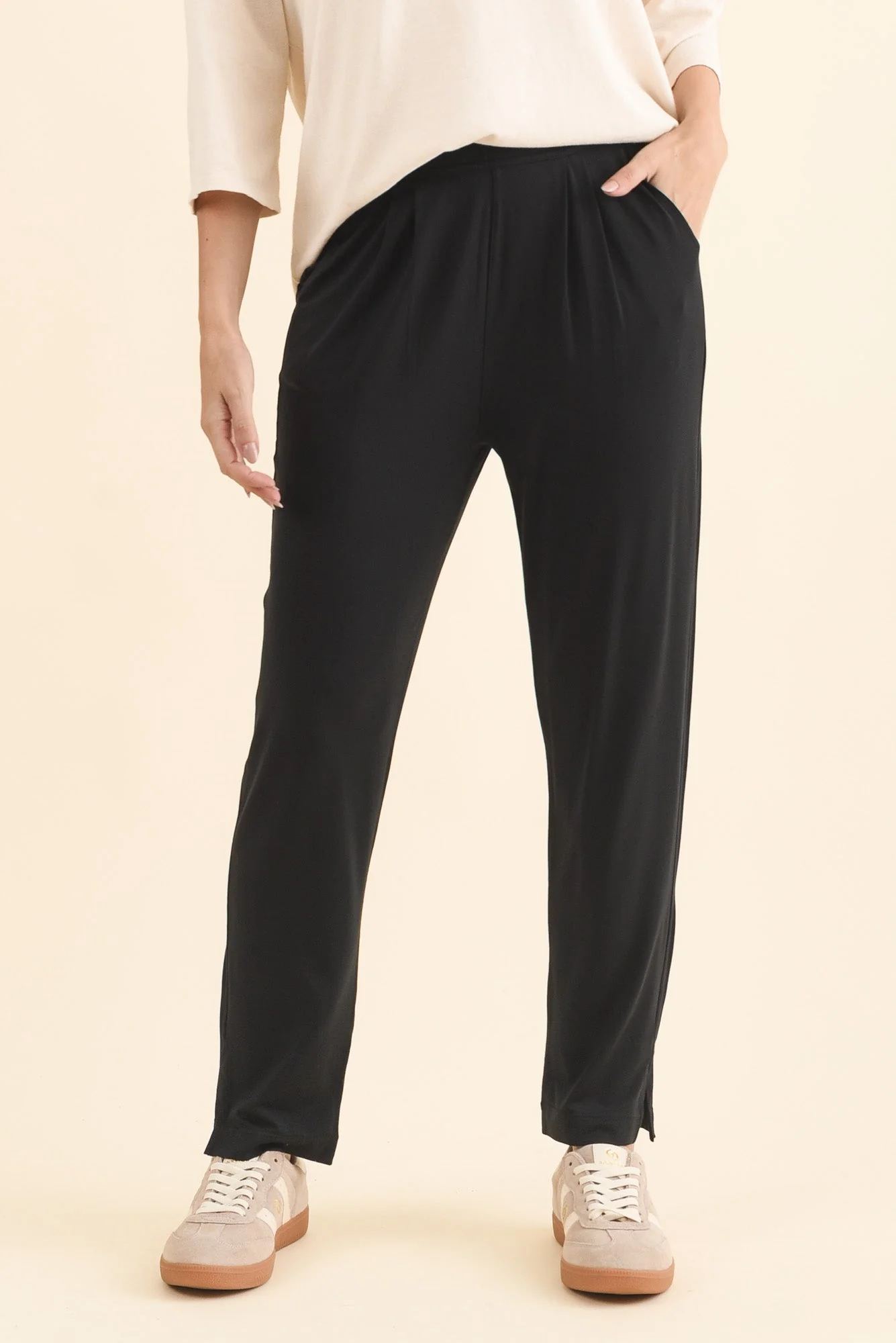 Dana Black Micro Modal Pants - Image 2