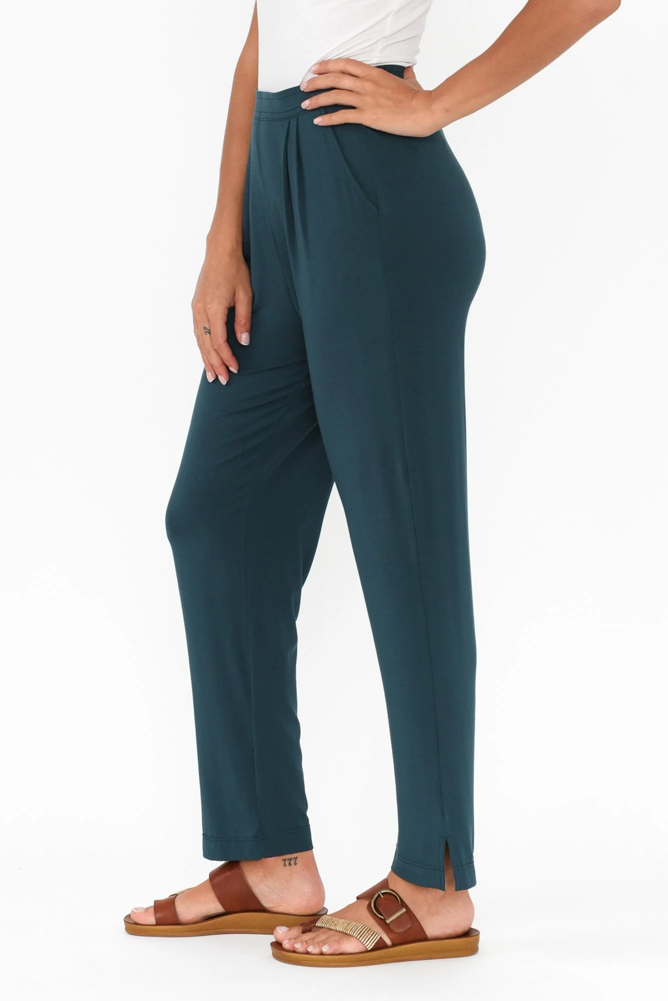 Dana Dark Green Micro Modal Pants - Image 3