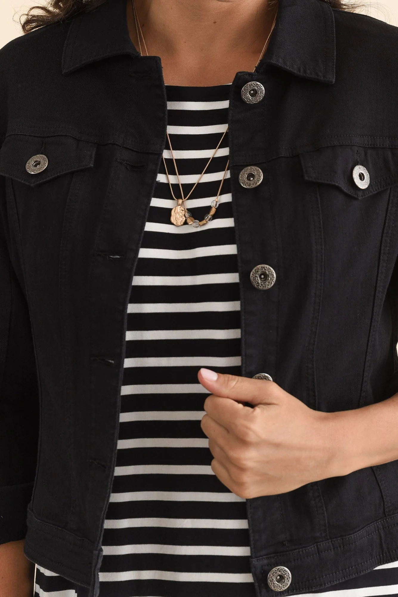 Danielle Black Stretch Jean Jacket - Image 6