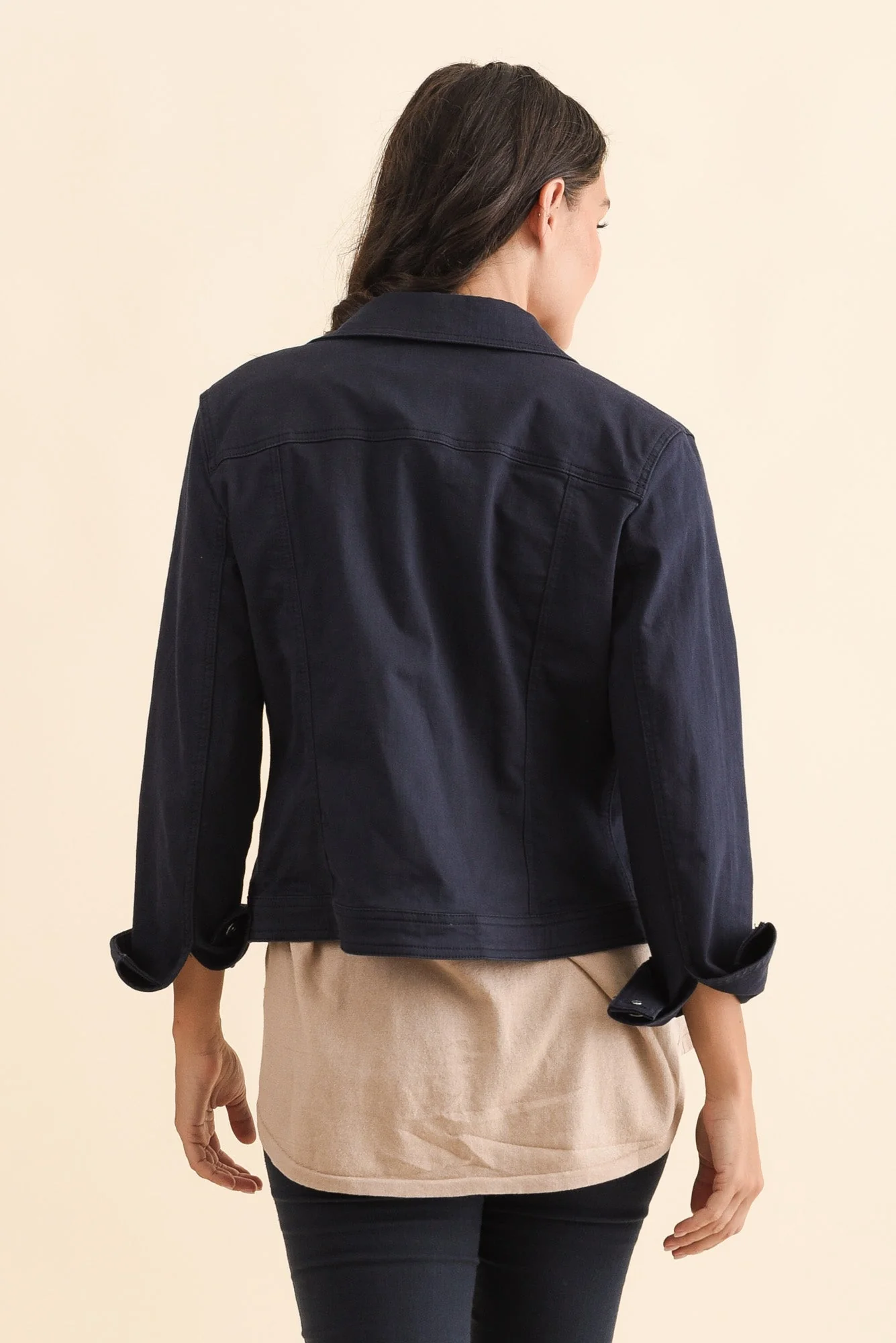 Danielle Navy Stretch Jean Jacket - Image 5