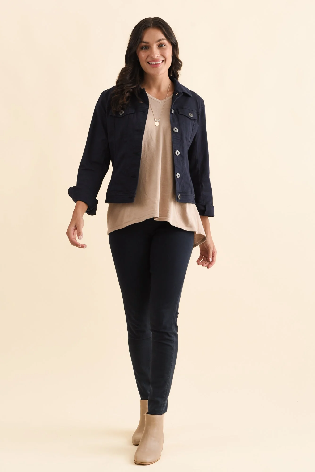 Danielle Navy Stretch Jean Jacket - Image 8