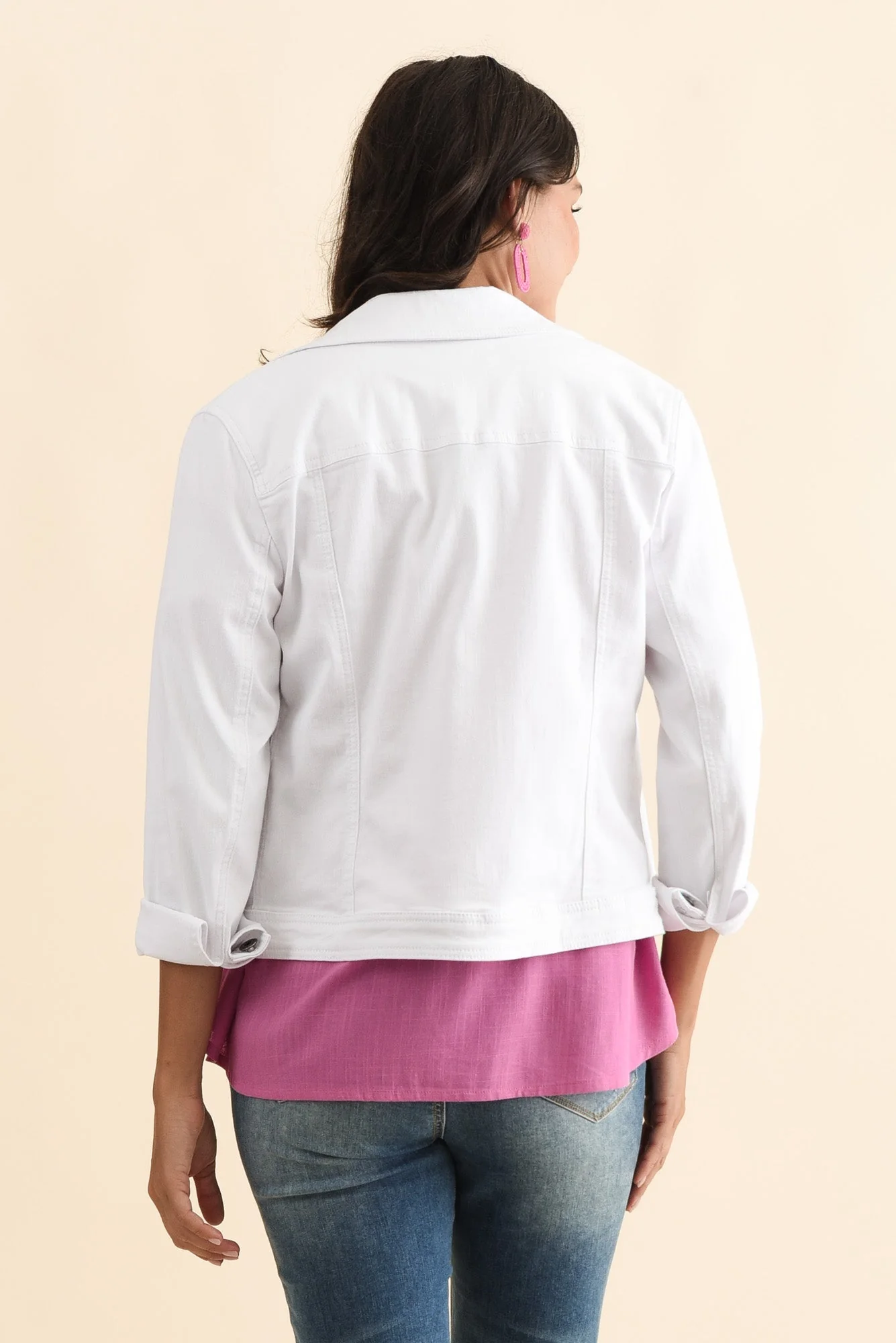 Danielle White Stretch Jean Jacket - Image 5