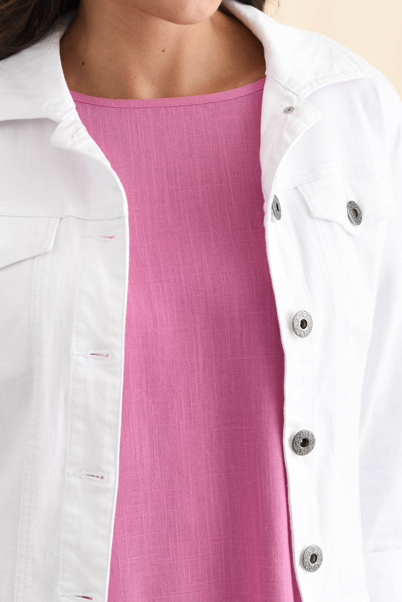 Danielle White Stretch Jean Jacket - Image 6