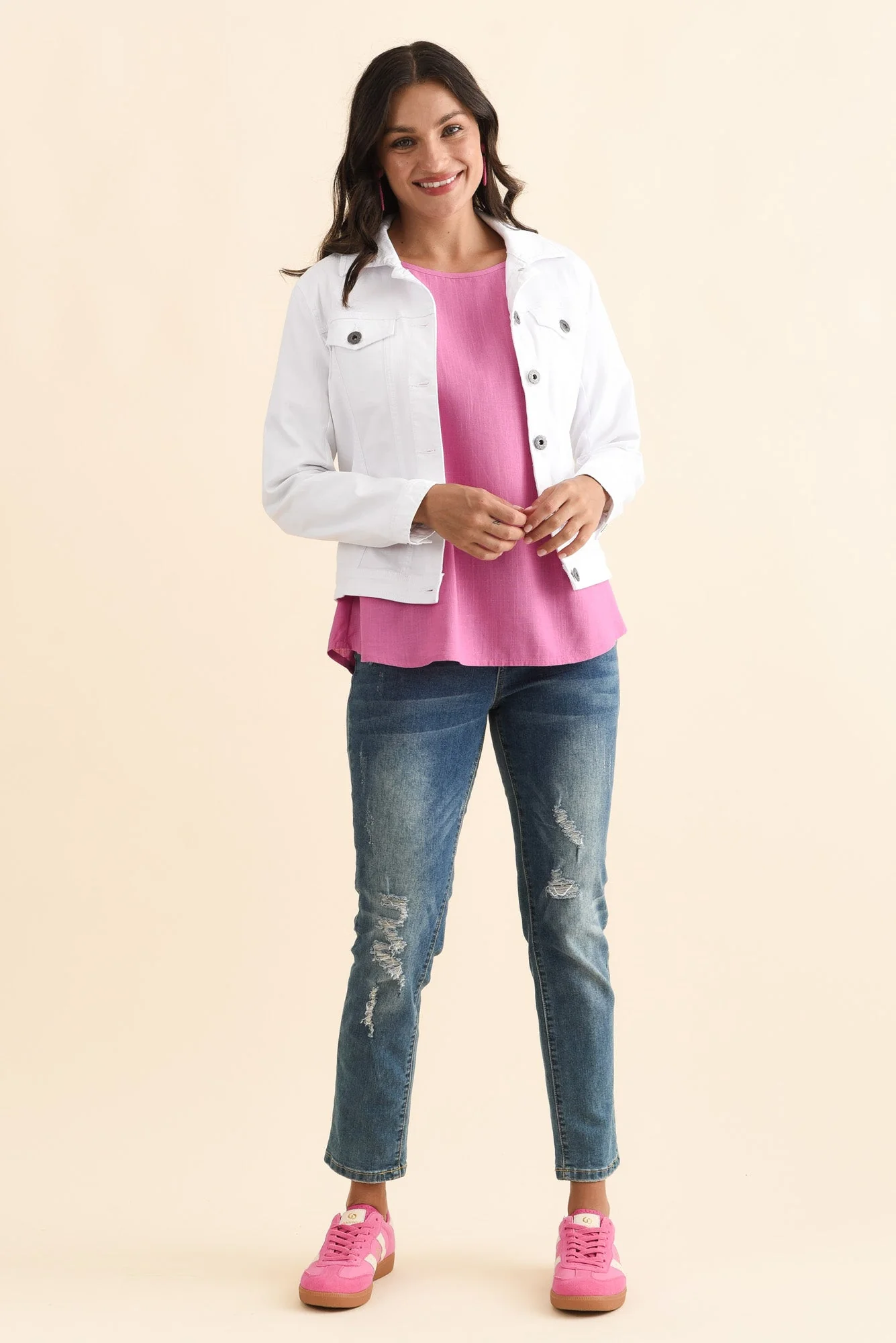 Danielle White Stretch Jean Jacket - Image 7