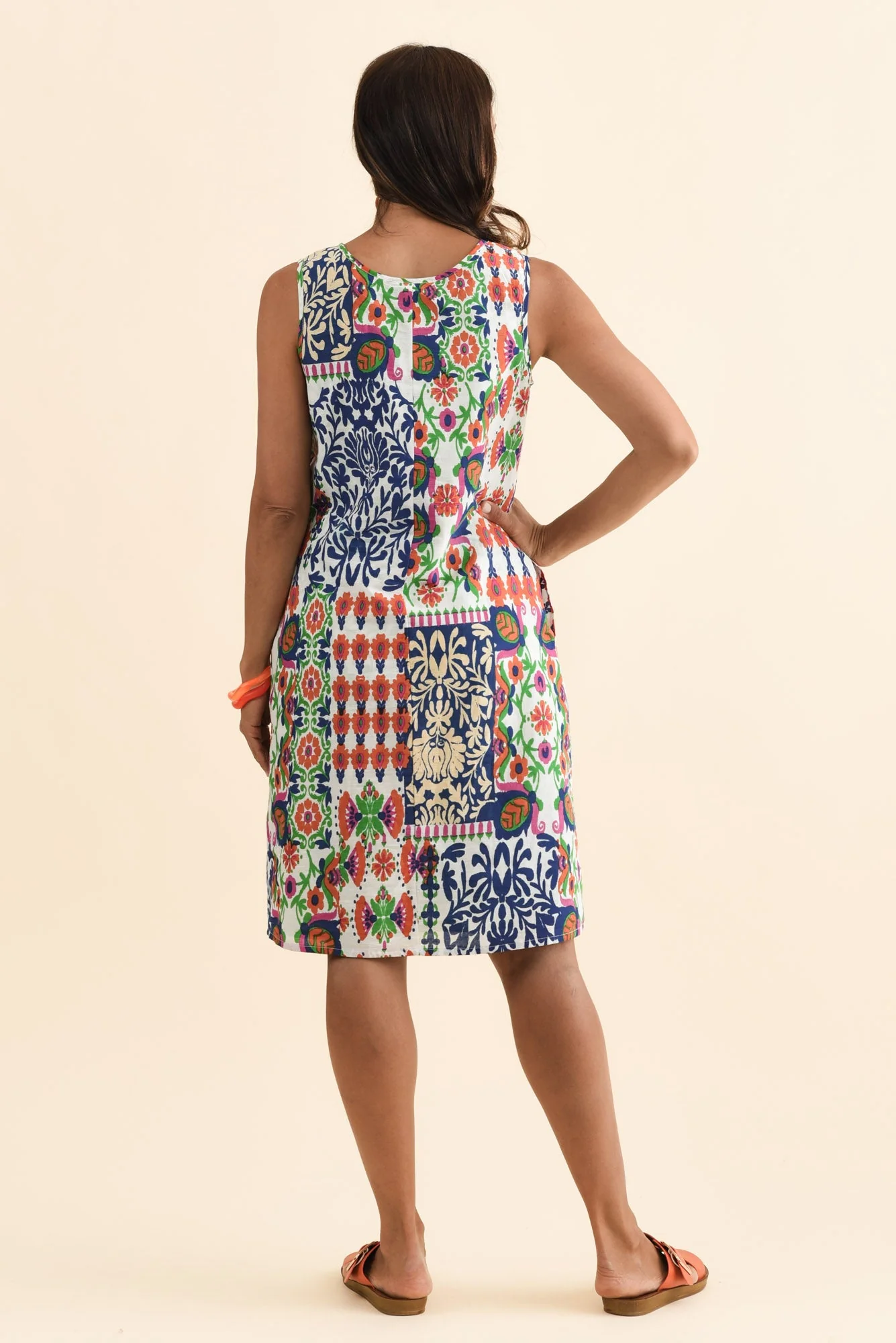 Danner Blue Abstract Reversible Cotton Dress - Image 4
