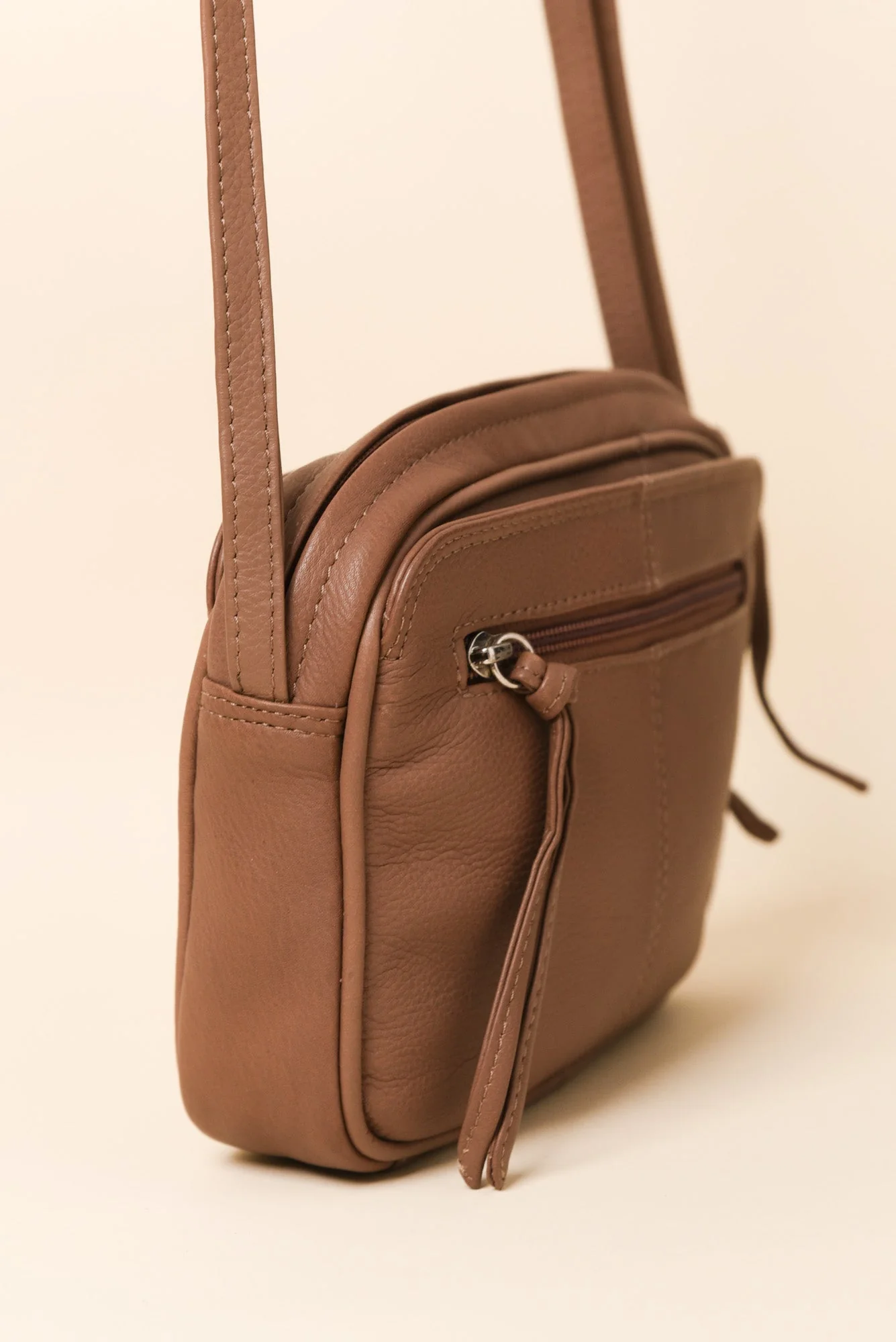 Darcy Chocolate Leather Crossbody Bag - Image 2