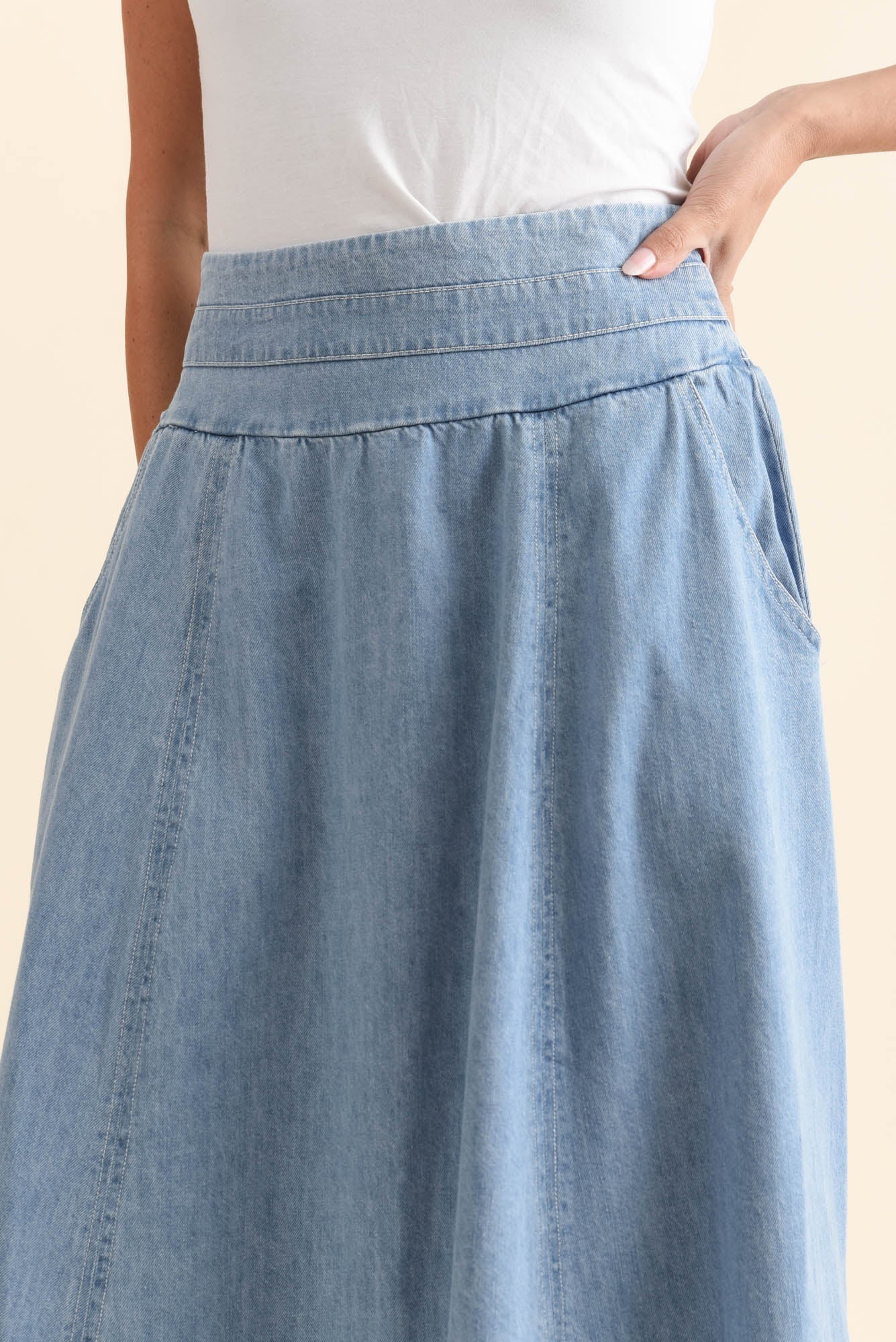 Darcy Light Wash Denim Skirt - Image 6