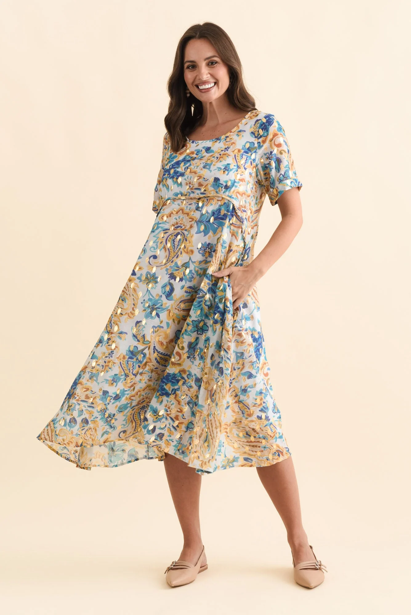 Darling Blue Paisley Foil Crescent Dress - Image 2