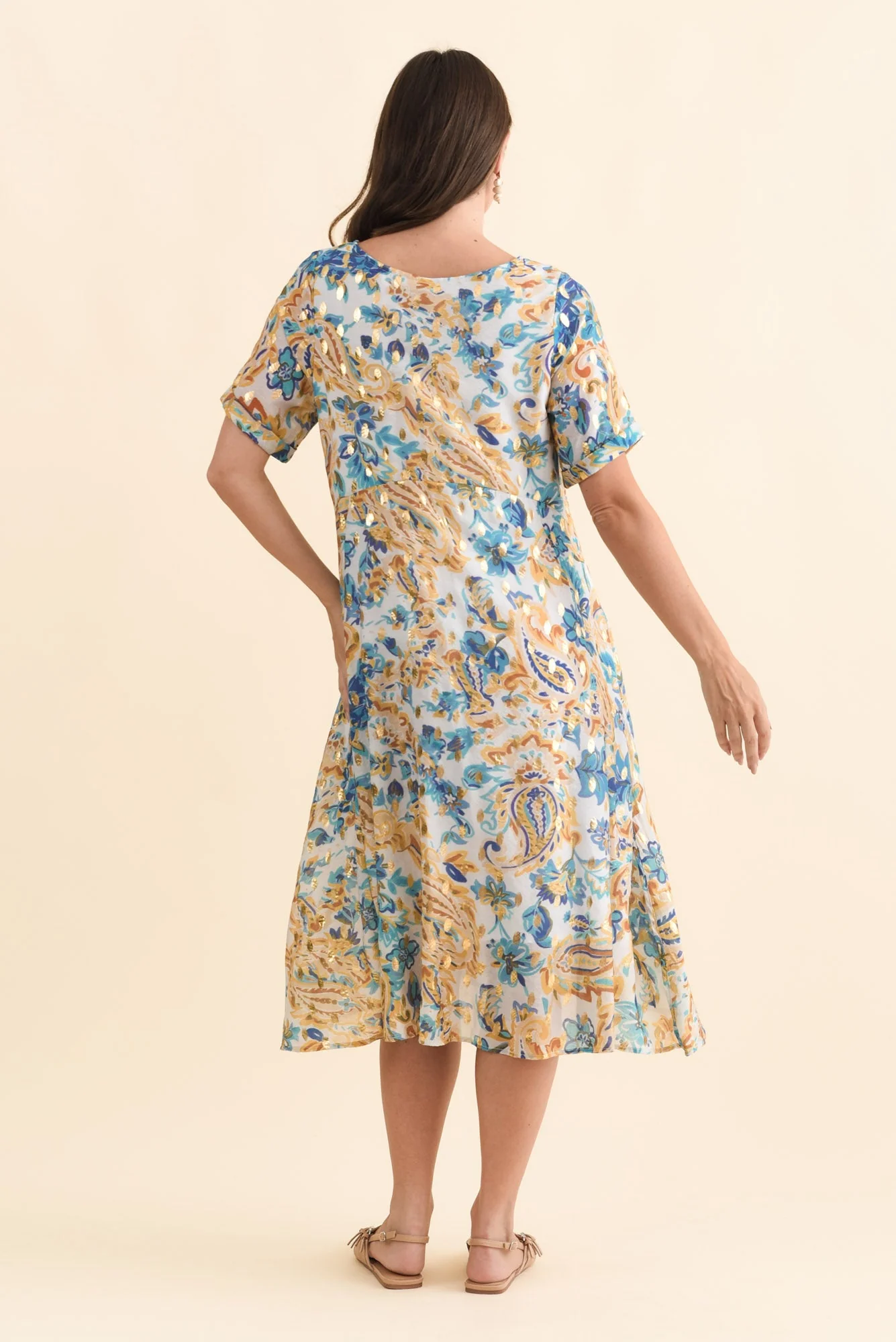 Darling Blue Paisley Foil Crescent Dress - Image 4