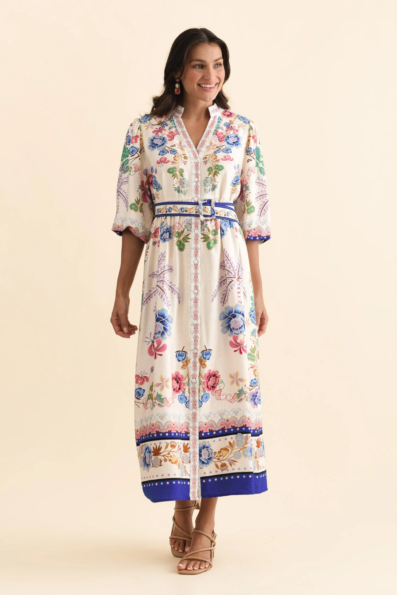 Darnell Blue Blossom Tie Dress - Image 2