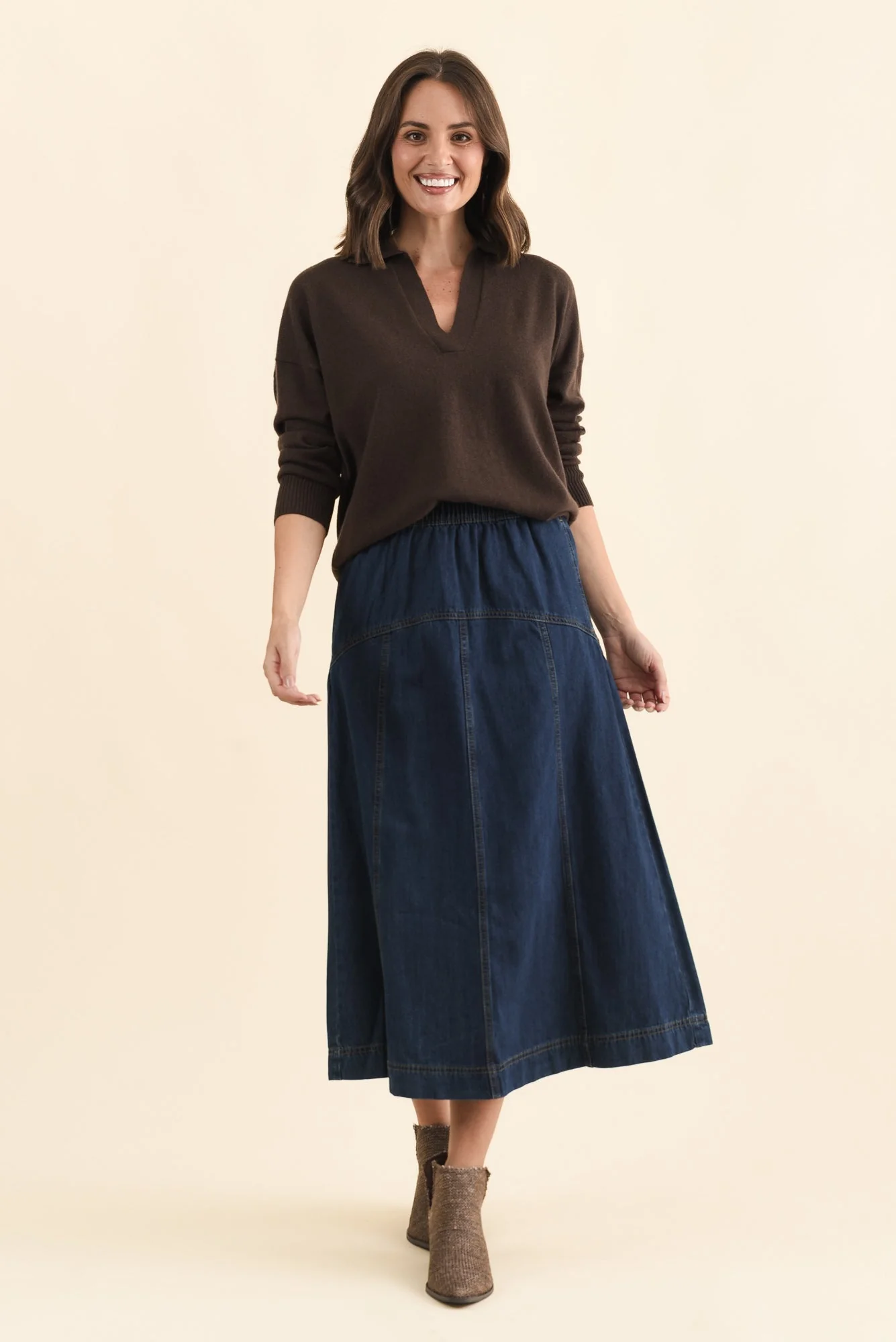 Dayton Dark Blue Denim Skirt - Image 2