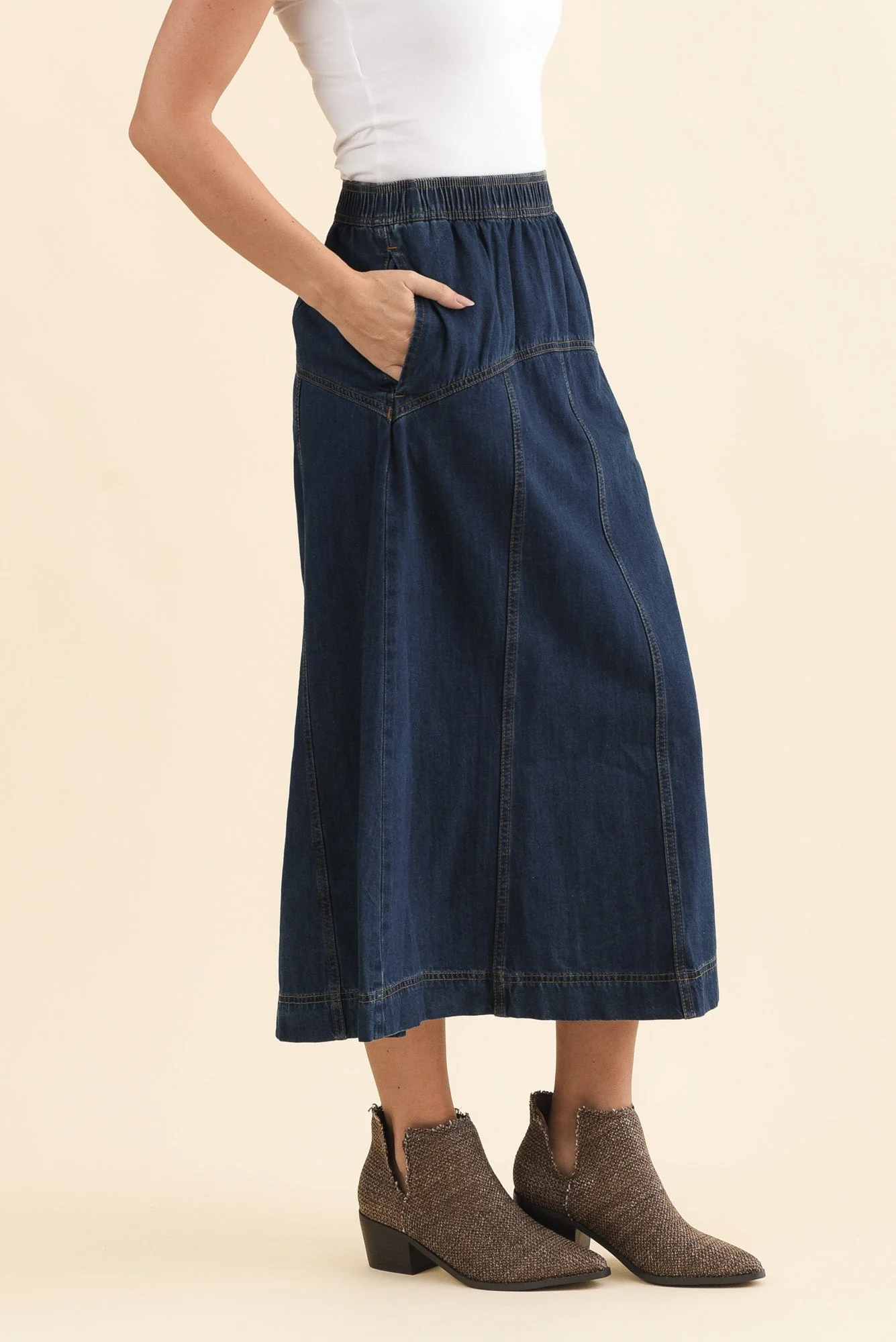 Dayton Dark Blue Denim Skirt - Image 3