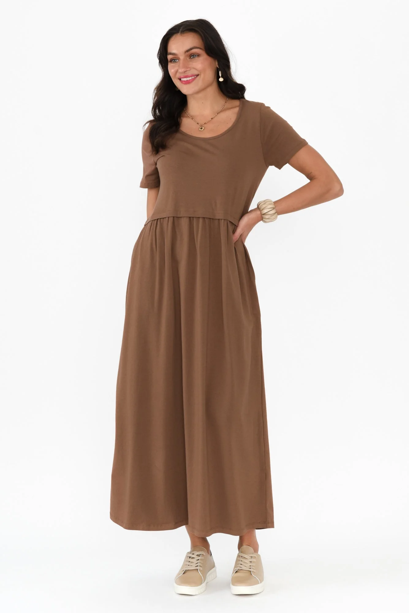 Deidra Chocolate Cotton Pocket Dress - Image 2