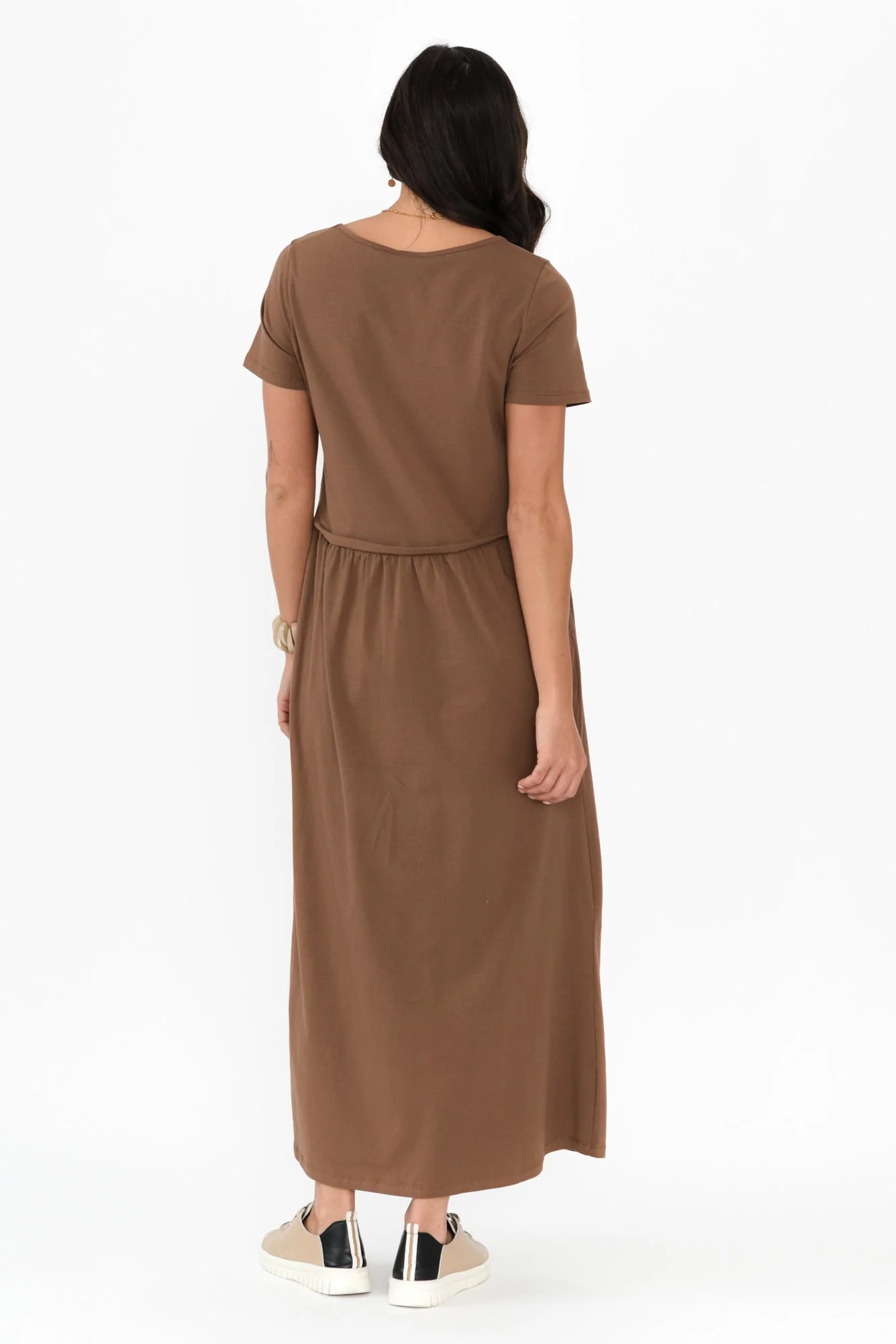 Deidra Chocolate Cotton Pocket Dress - Image 4