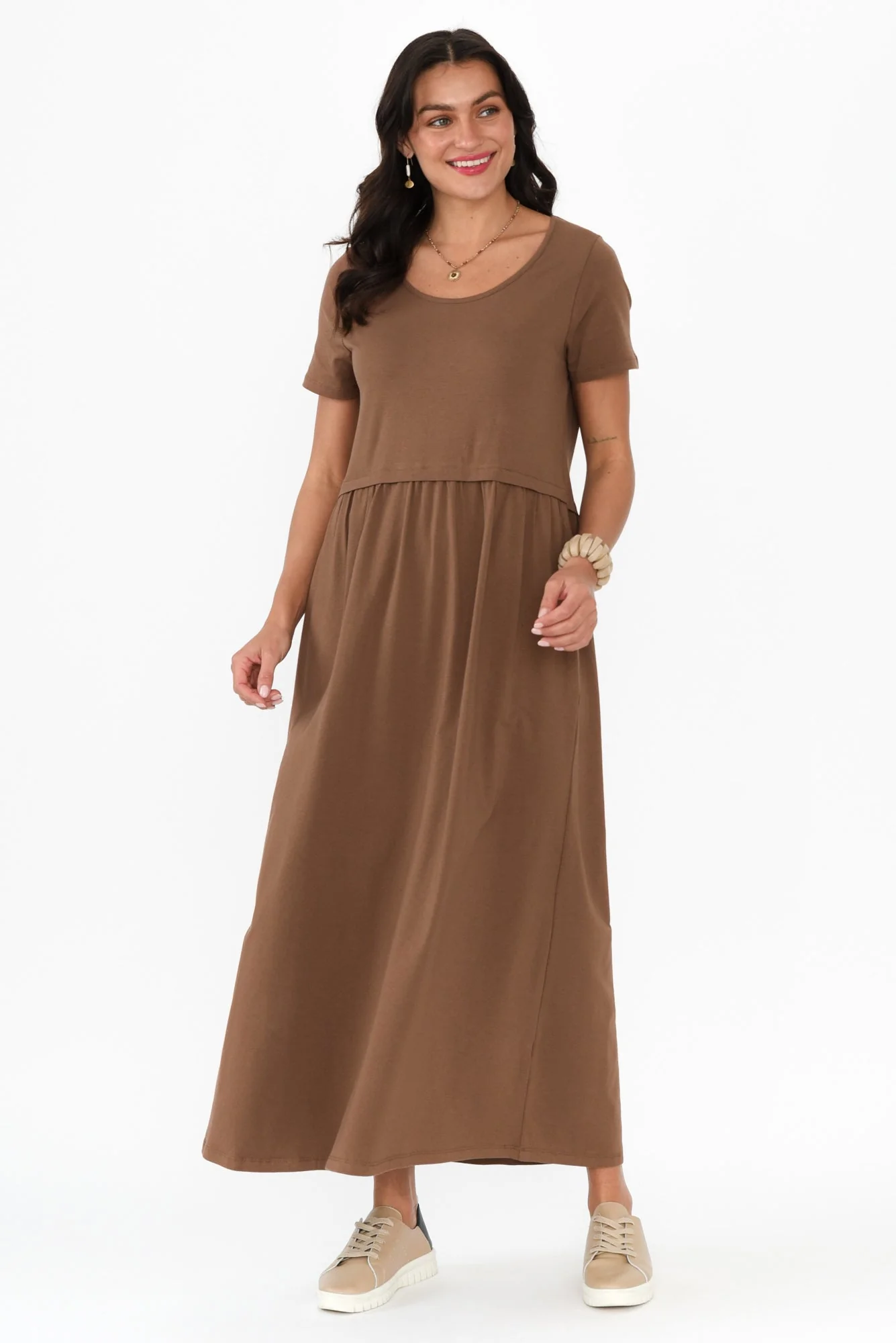 Deidra Chocolate Cotton Pocket Dress - Image 6