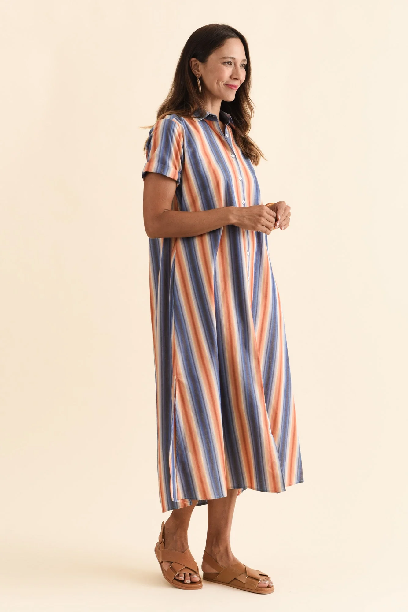 Deirdre Blue Stripe Cotton Tie Dress - Image 3