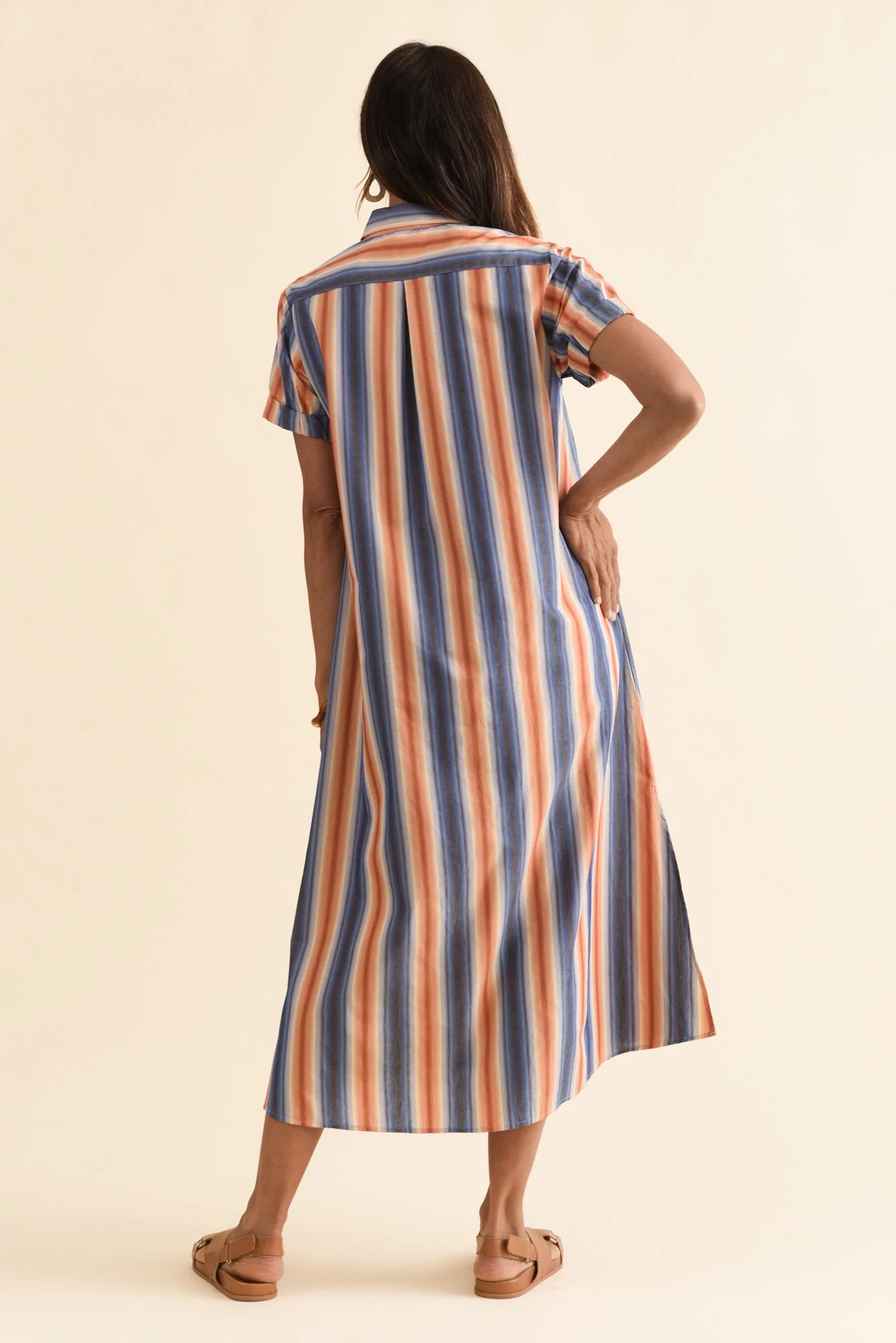 Deirdre Blue Stripe Cotton Tie Dress - Image 5