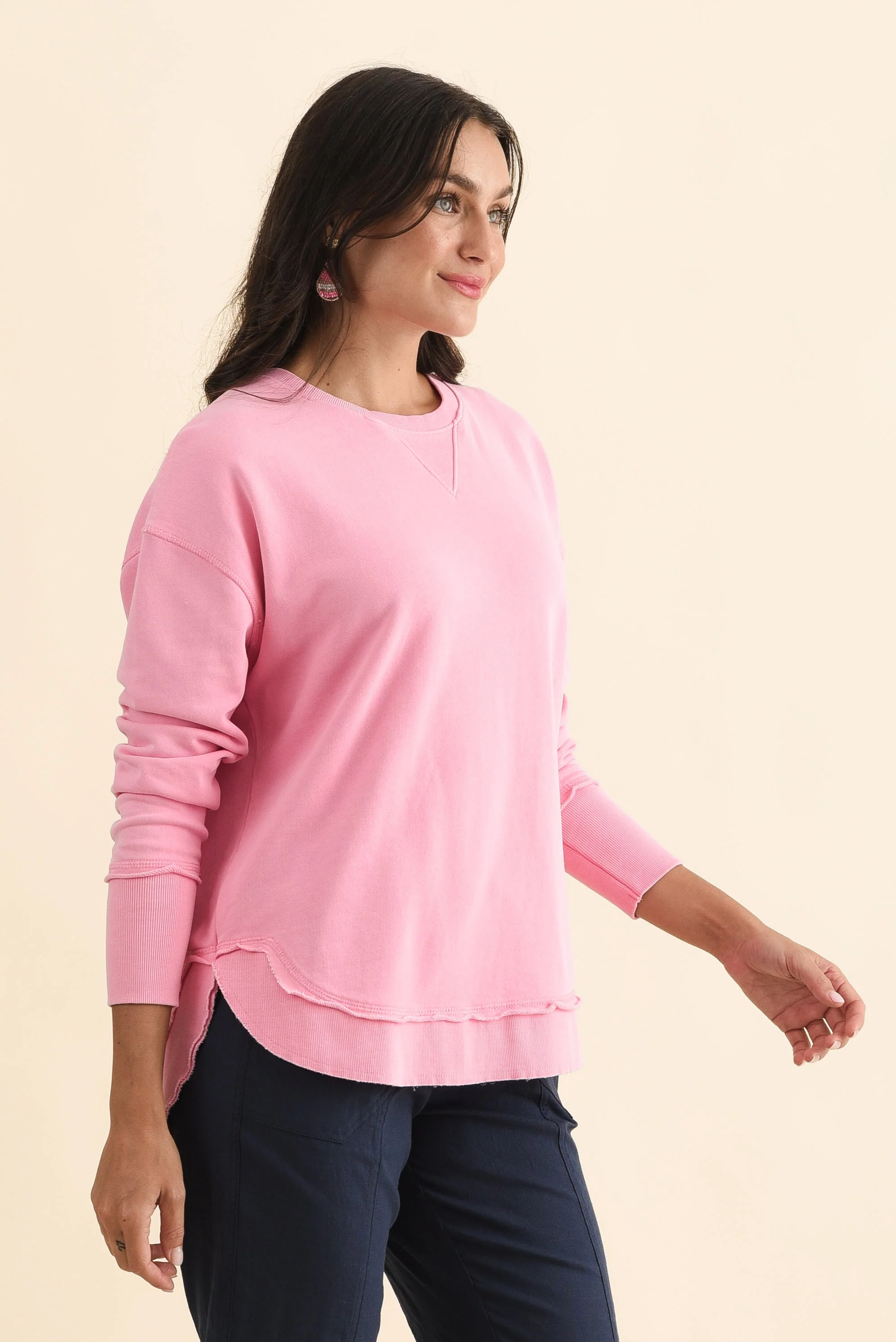 Delilah Candy Pink Cotton Crewneck Sweatshirt - Image 3