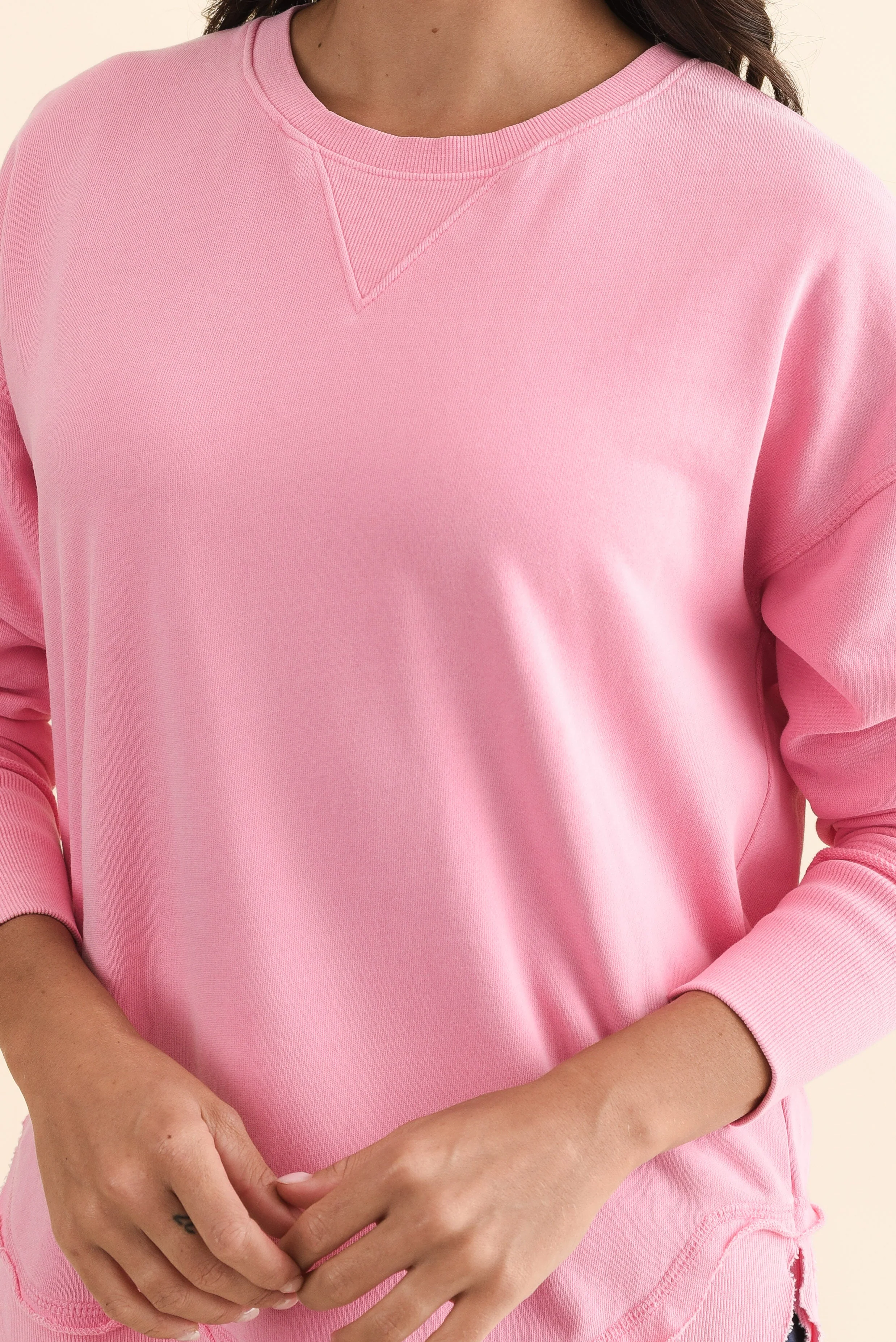 Delilah Candy Pink Cotton Crewneck Sweatshirt - Image 4