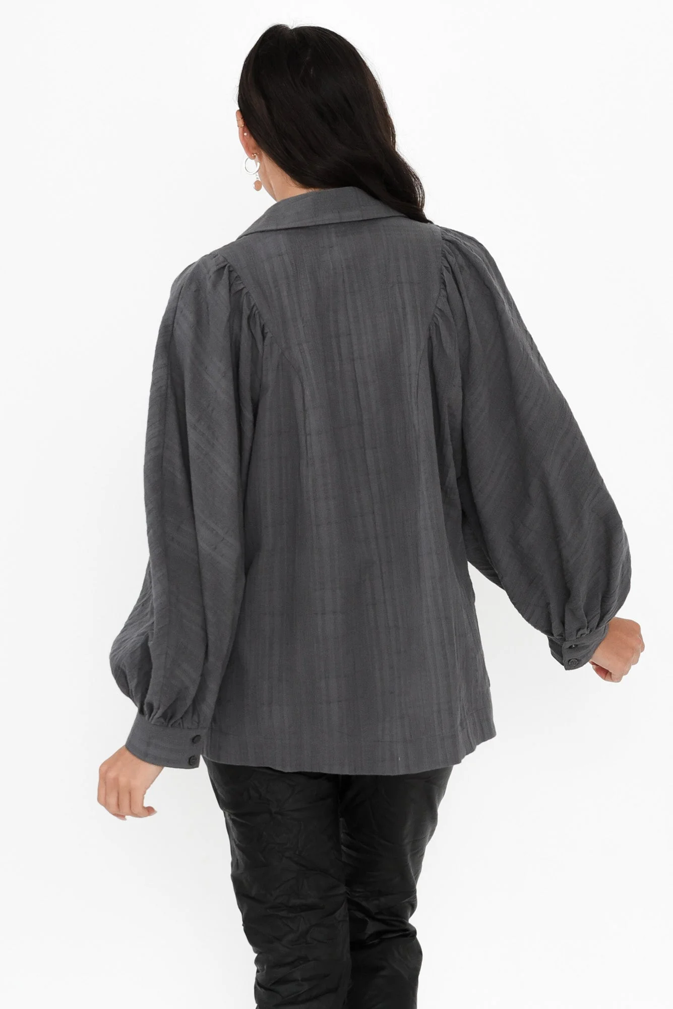 Della Charcoal Cotton Shirt - Image 4