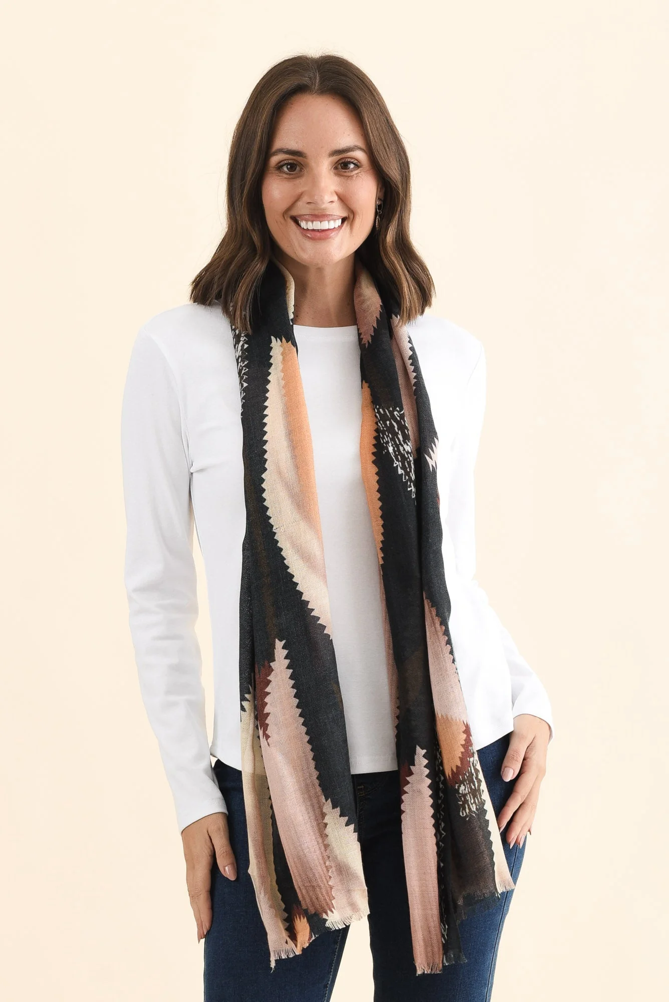 Dellwyn Navy Floral Merino Wool Scarf - Image 2