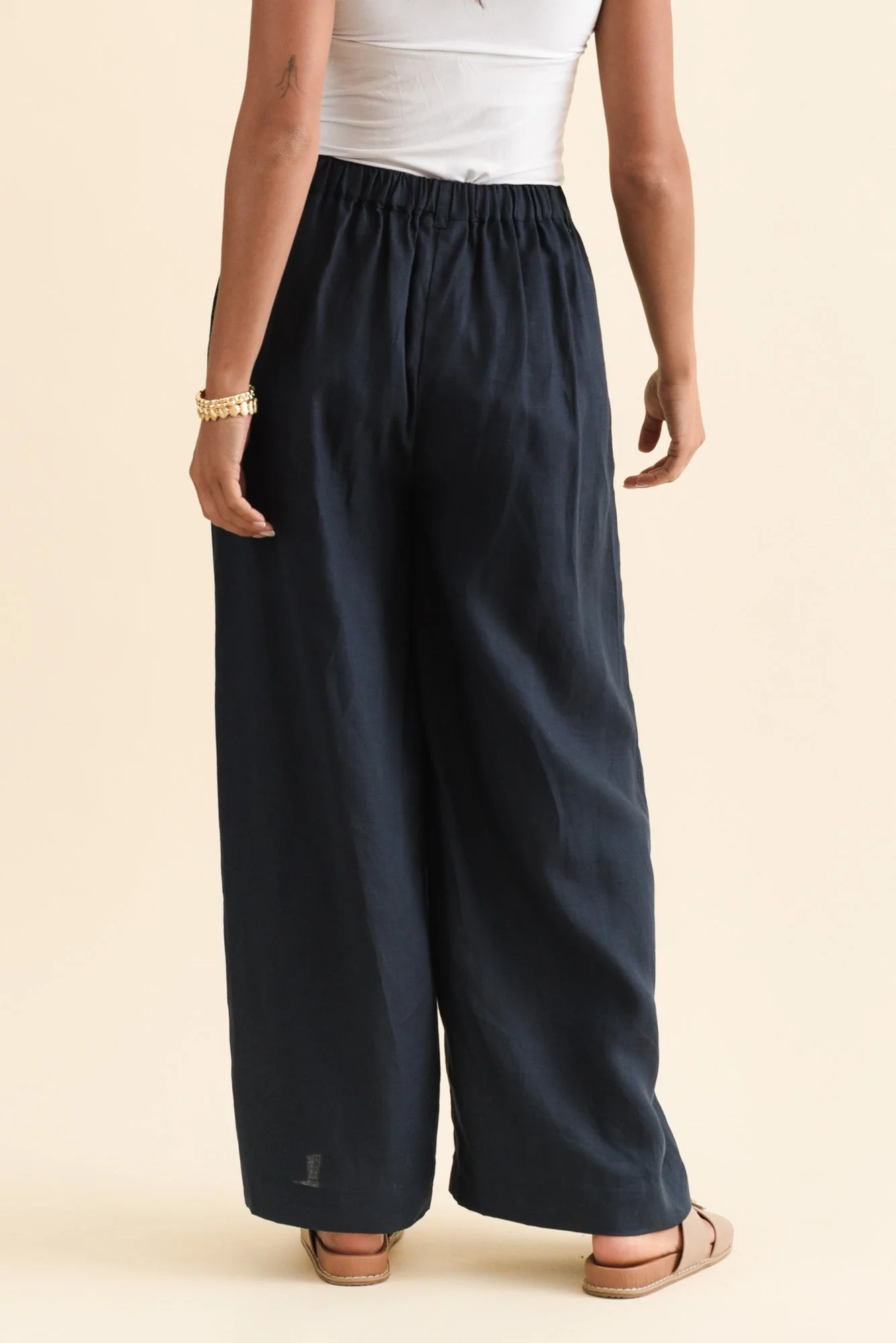 Delsey Navy Linen Wide Leg Pants - Image 4