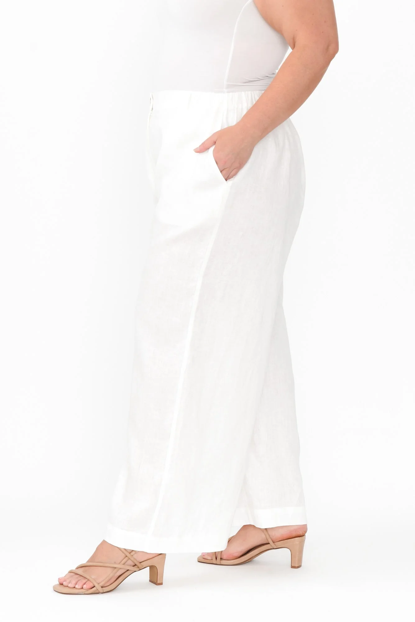 Delsey White Linen Wide Leg Pants - Image 11