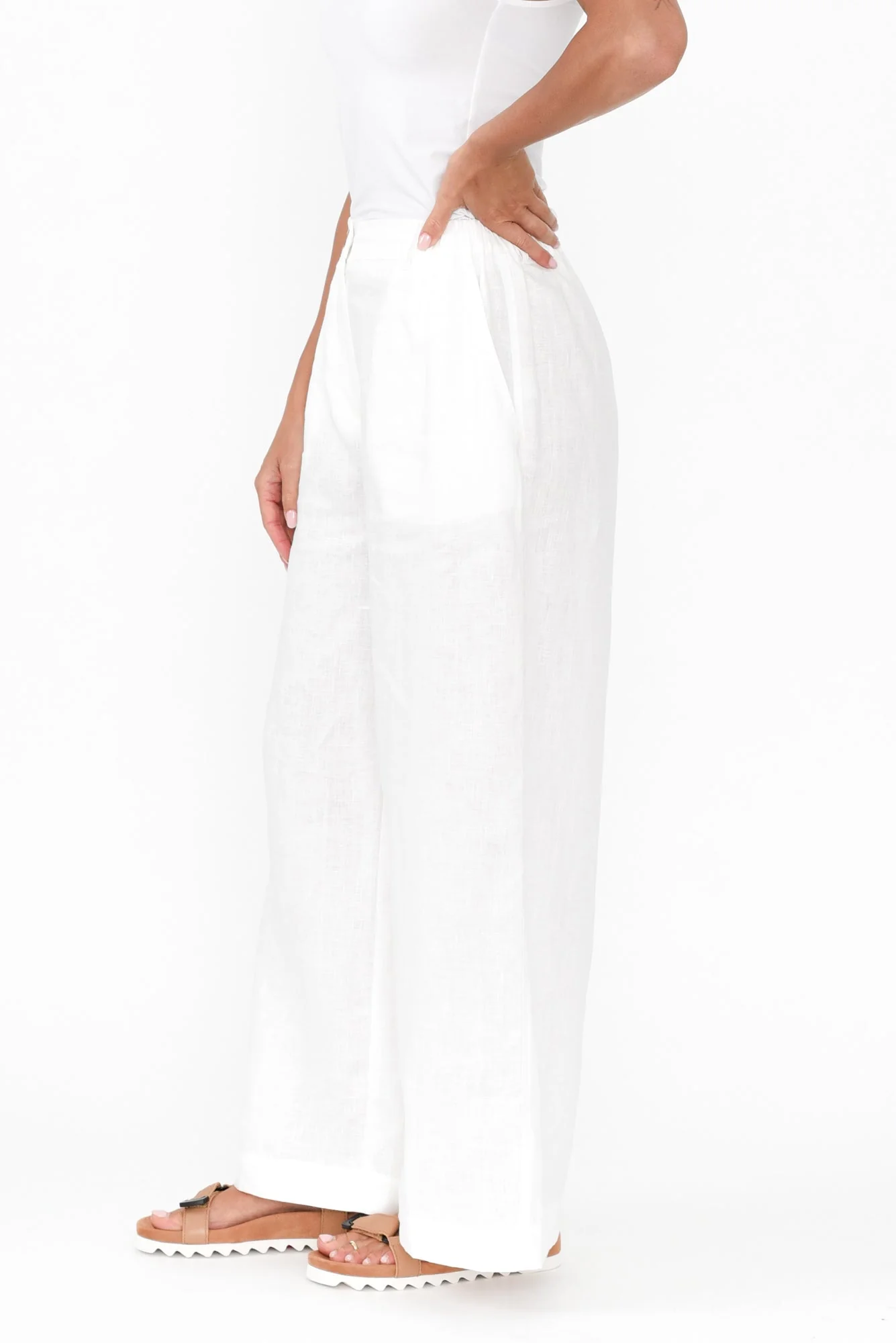 Delsey White Linen Wide Leg Pants - Image 5