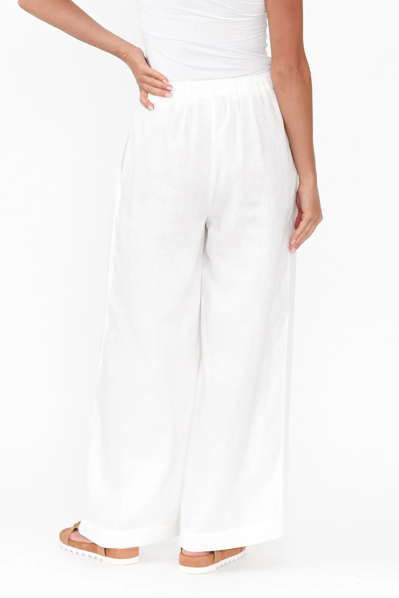Delsey White Linen Wide Leg Pants - Image 6