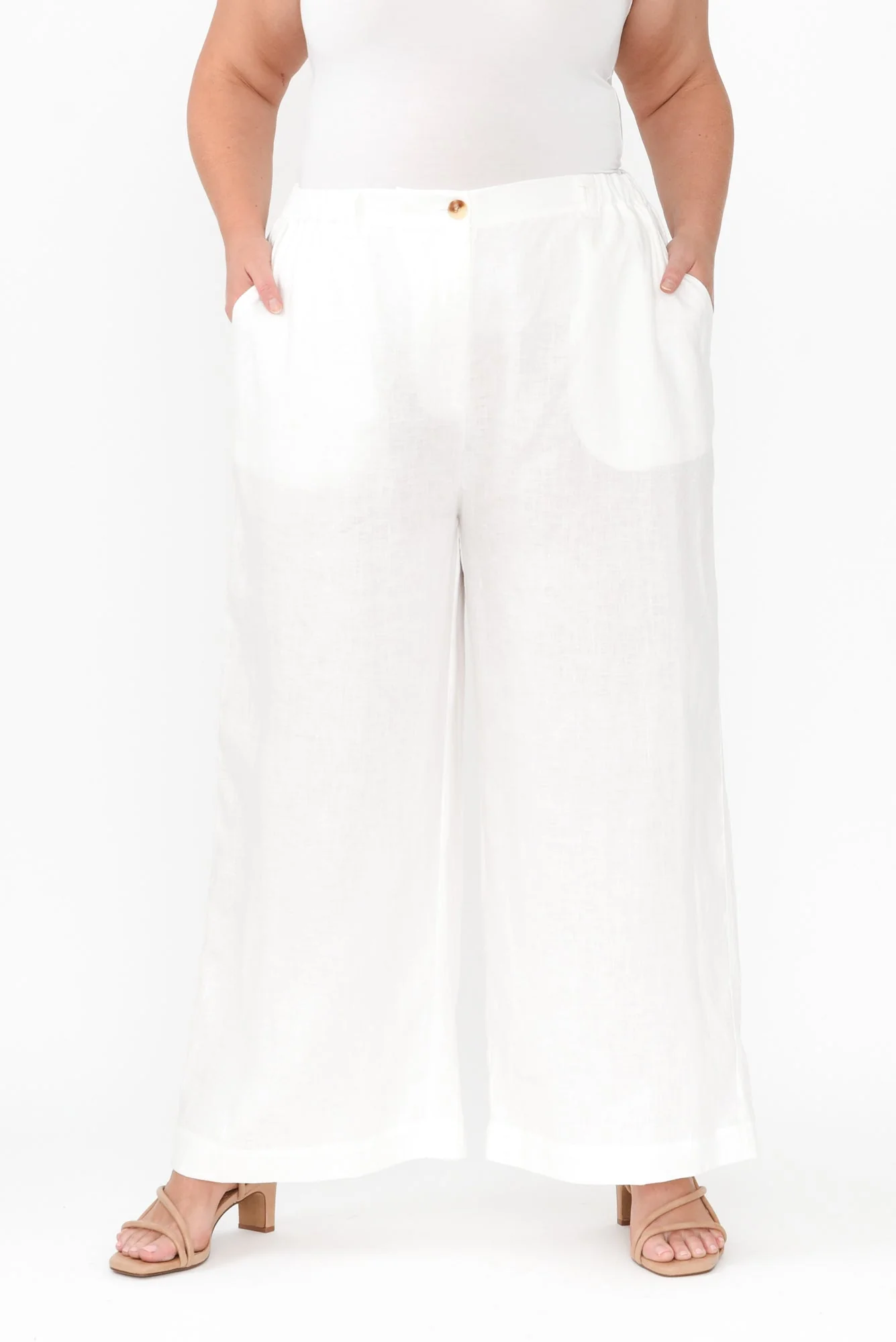 Delsey White Linen Wide Leg Pants - Image 9