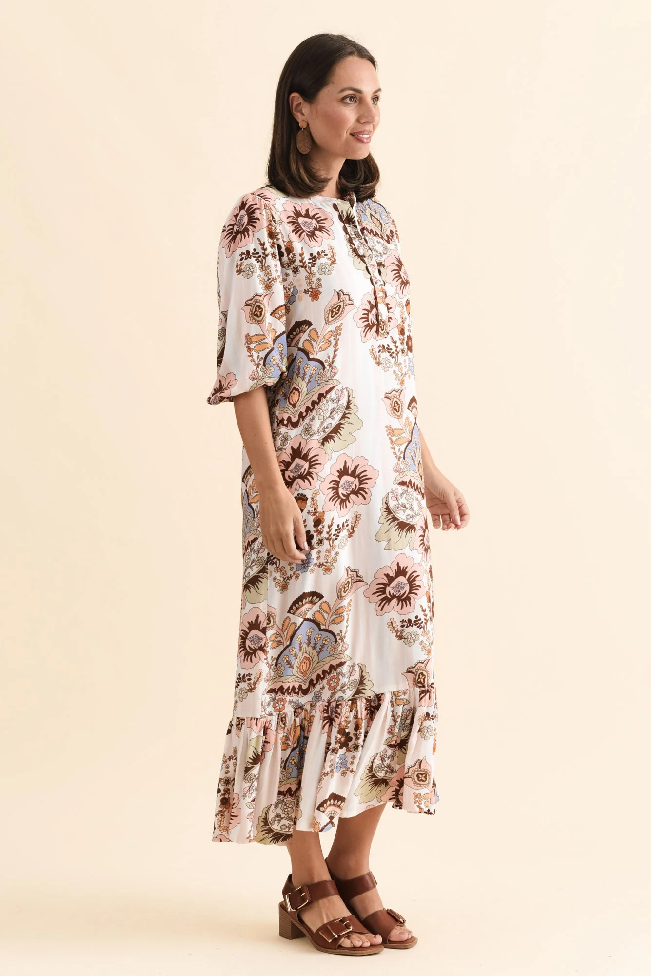 Delylah White Floral Tie Dress - Image 3