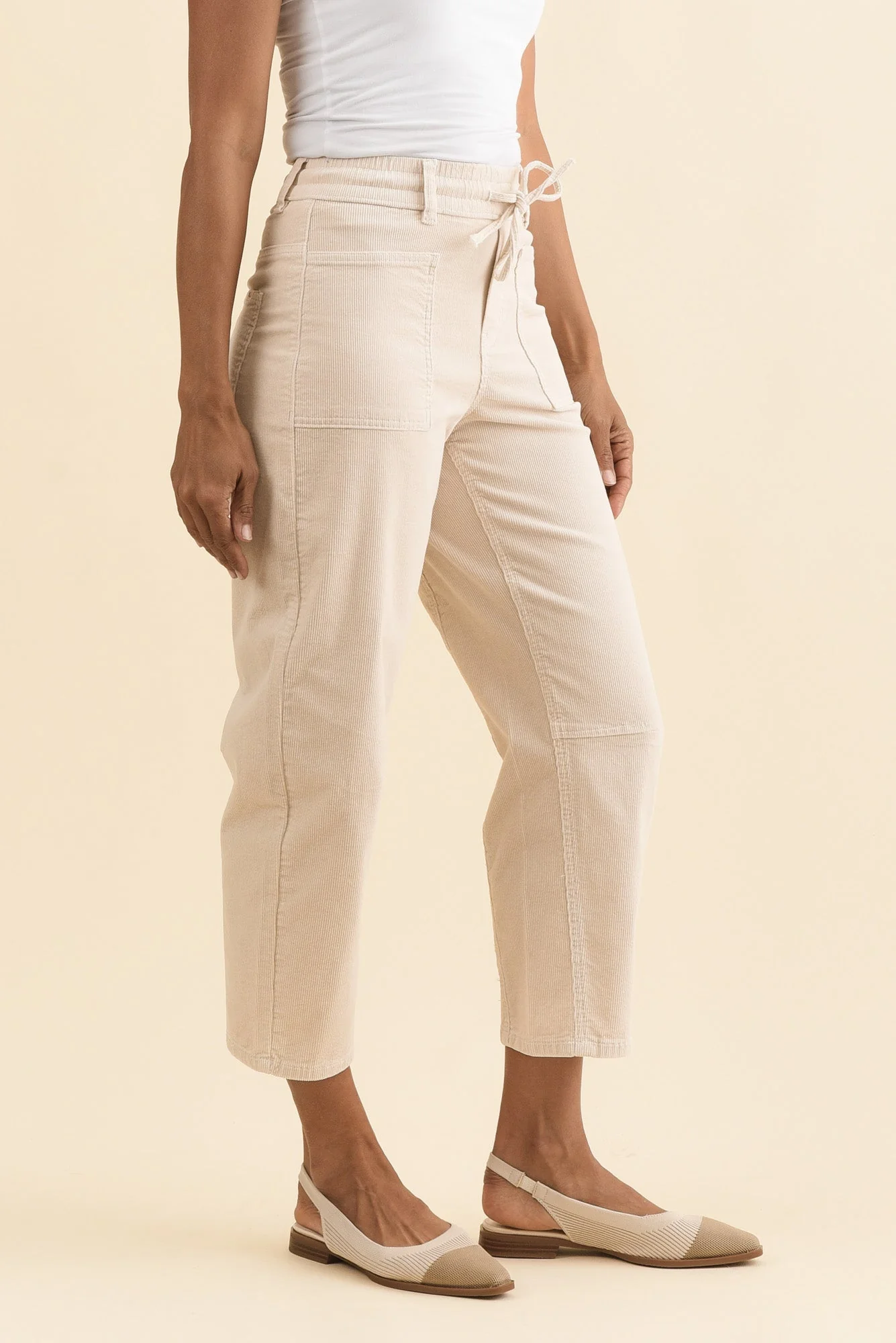 Denny Cream Corduroy Barrel Jeans - Image 3