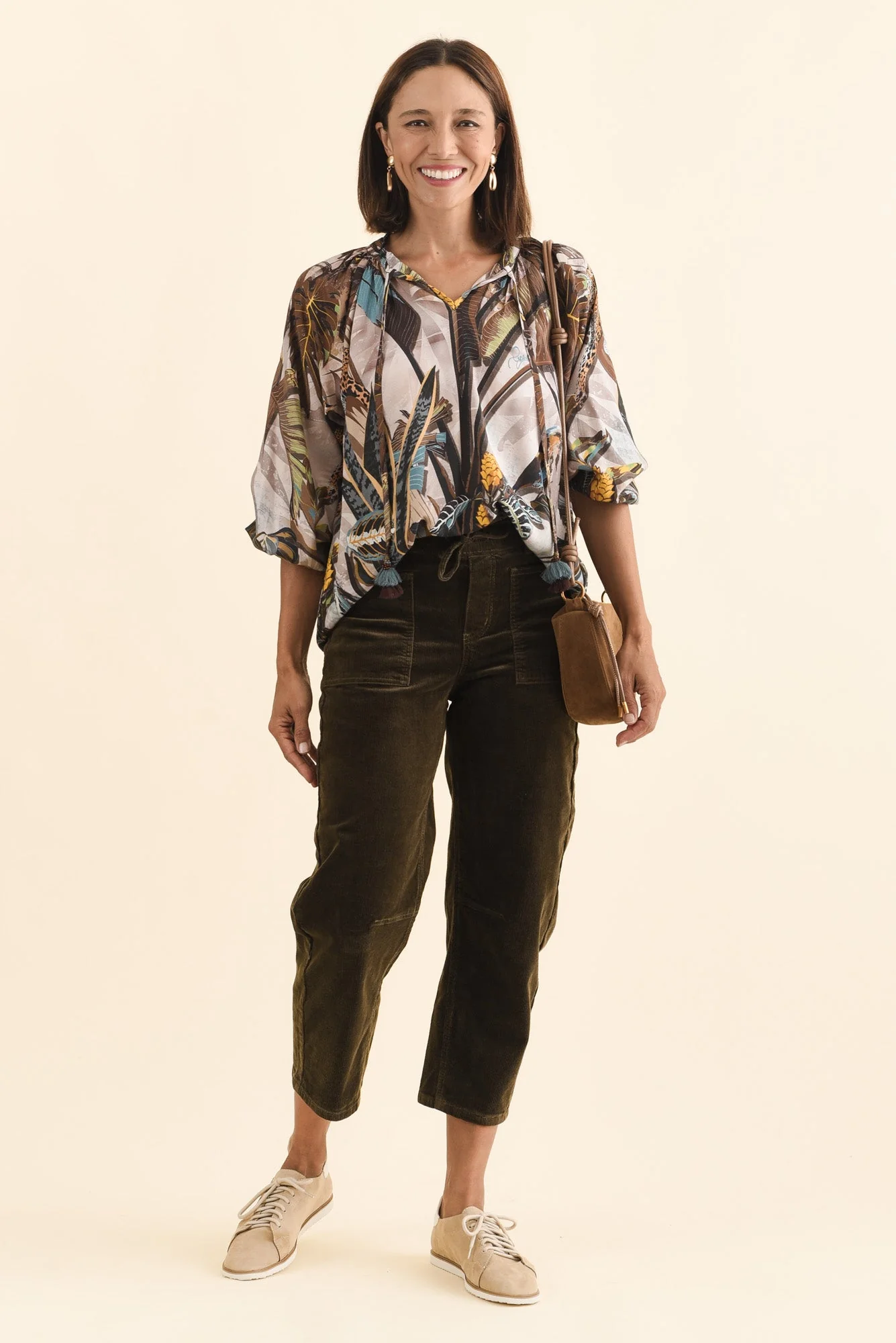 Denny Dark Green Corduroy Barrel Jeans - Image 2