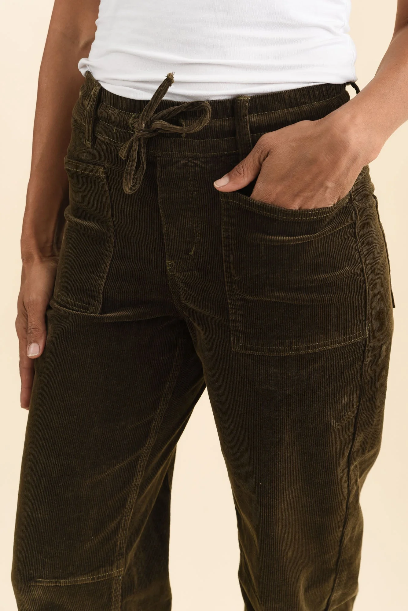 Denny Dark Green Corduroy Barrel Jeans - Image 5