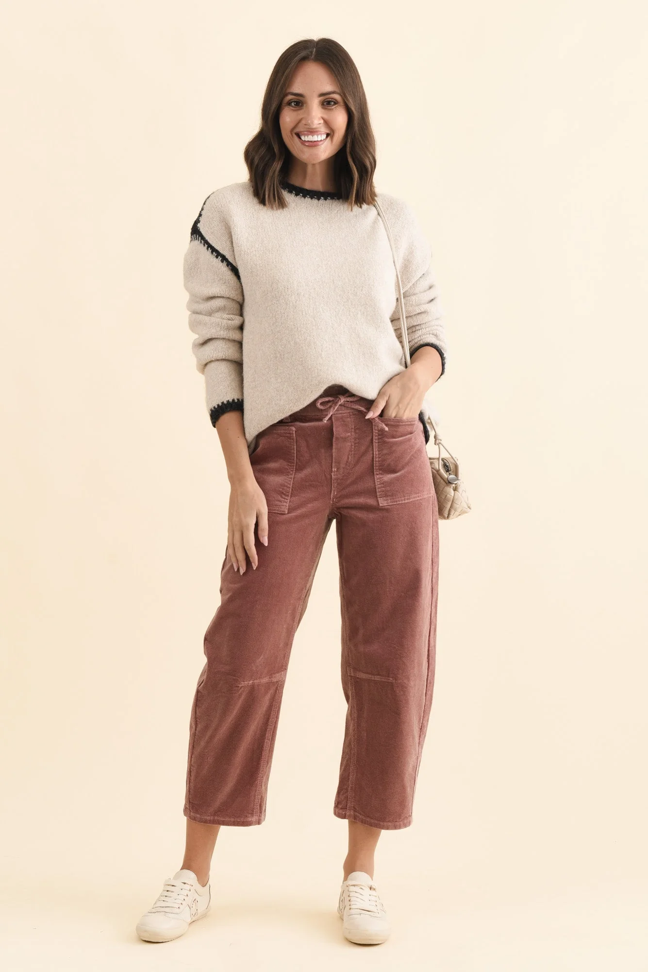 Denny Dusty Pink Corduroy Barrel Jeans - Image 2