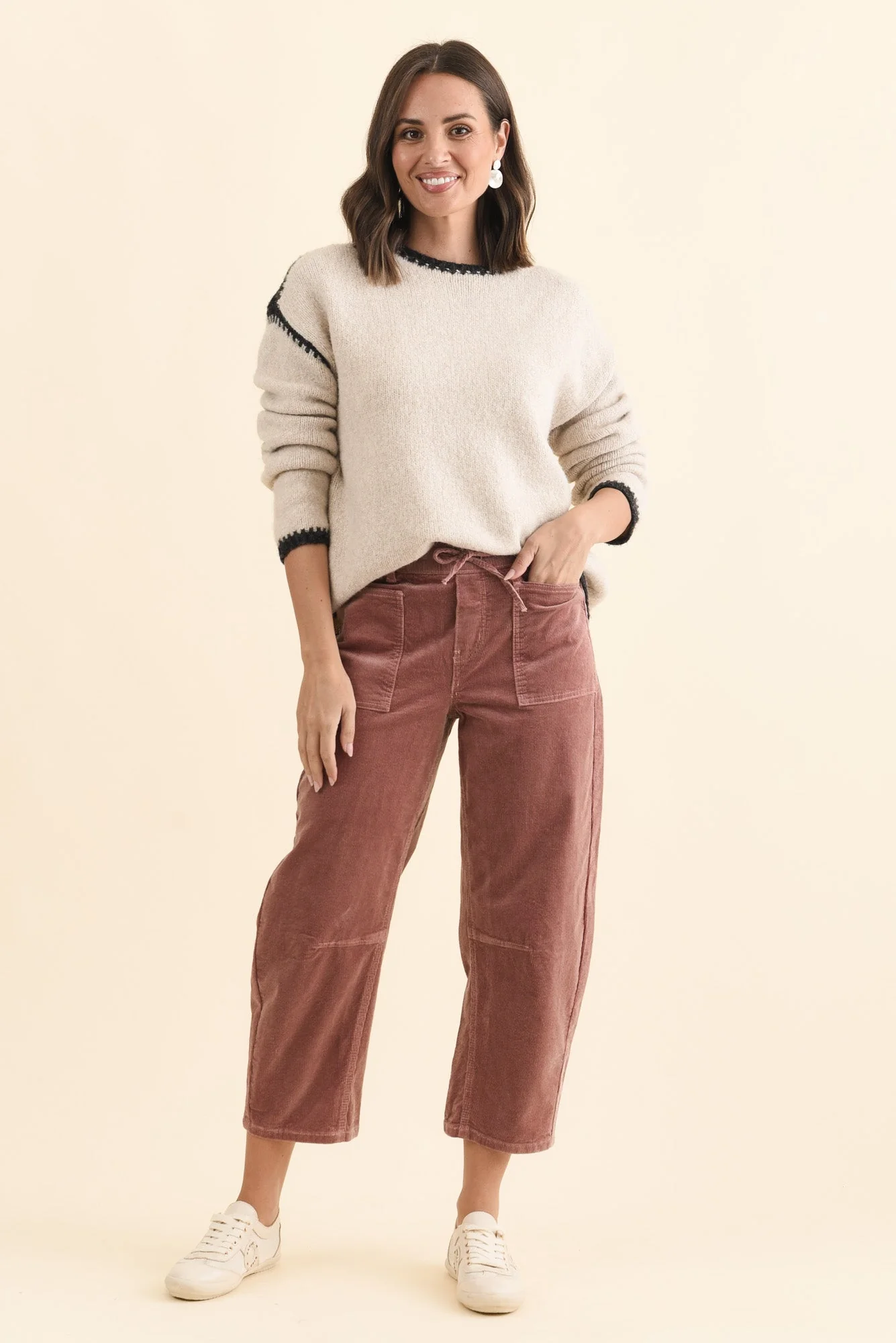 Denny Dusty Pink Corduroy Barrel Jeans - Image 6