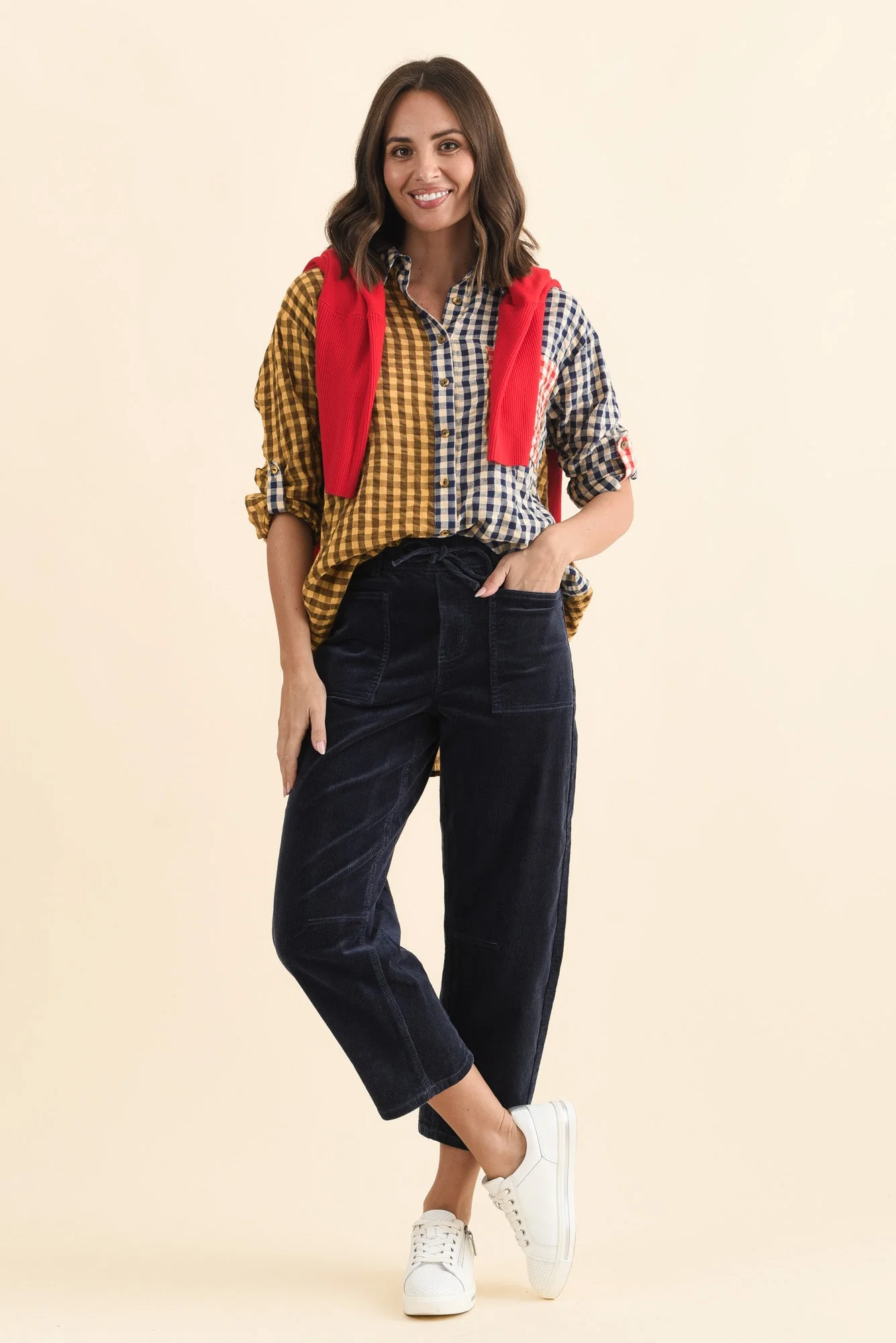 Denny Navy Corduroy Barrel Jeans - Image 3
