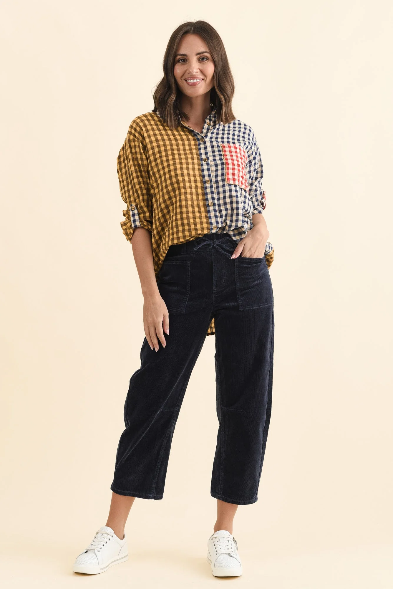 Denny Navy Corduroy Barrel Jeans - Image 7