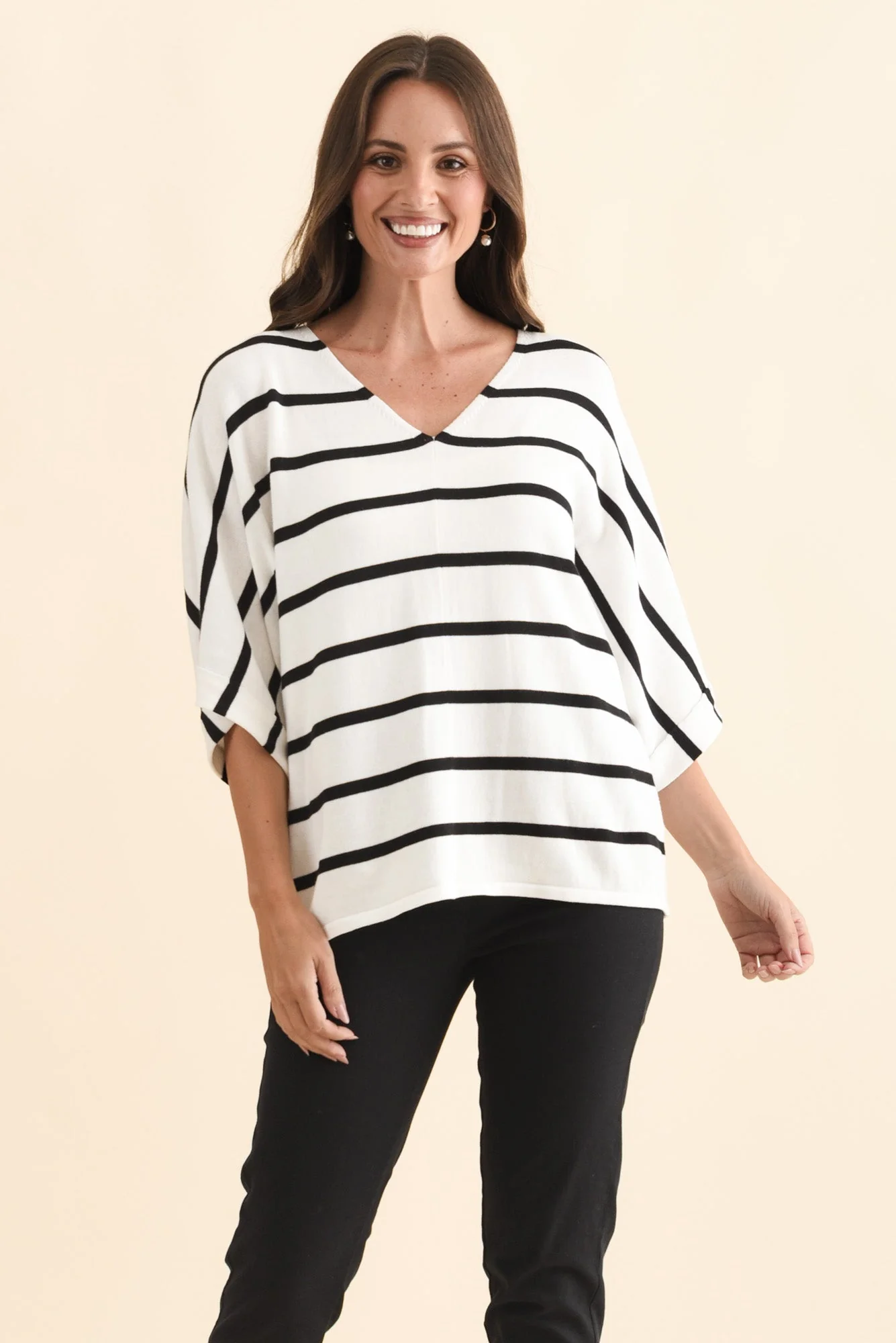 Derby White Stripe Cotton Blend Knit Top - Image 2