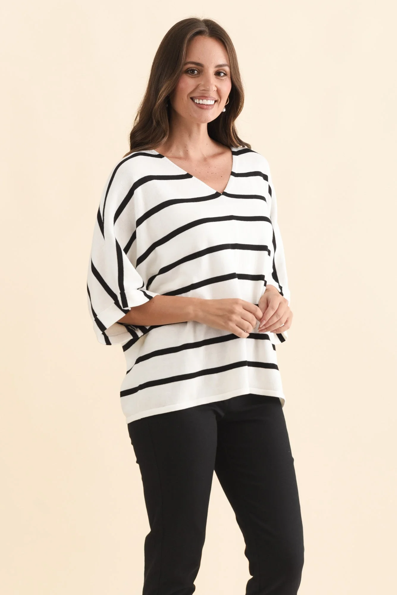 Derby White Stripe Cotton Blend Knit Top - Image 4