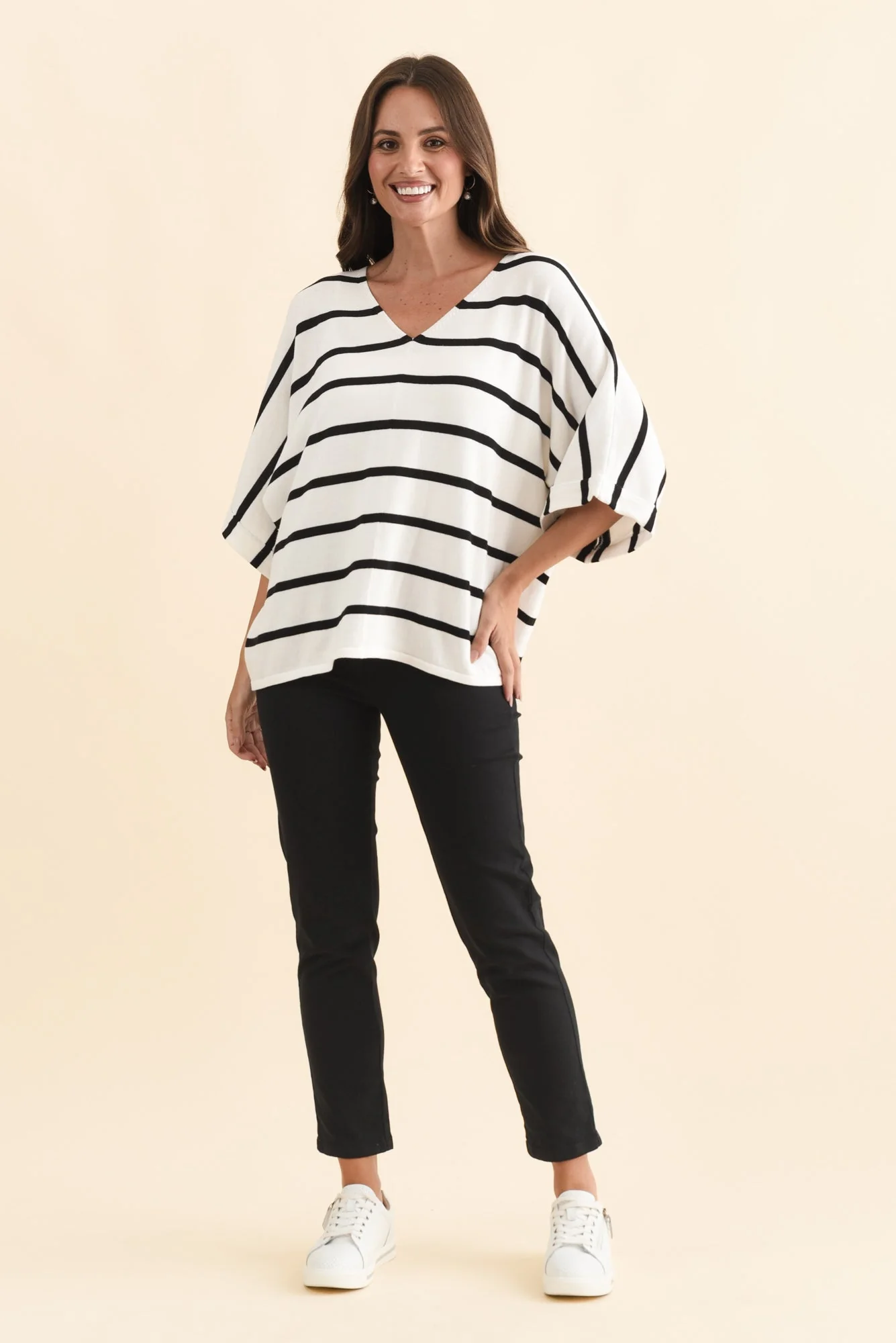 Derby White Stripe Cotton Blend Knit Top - Image 7