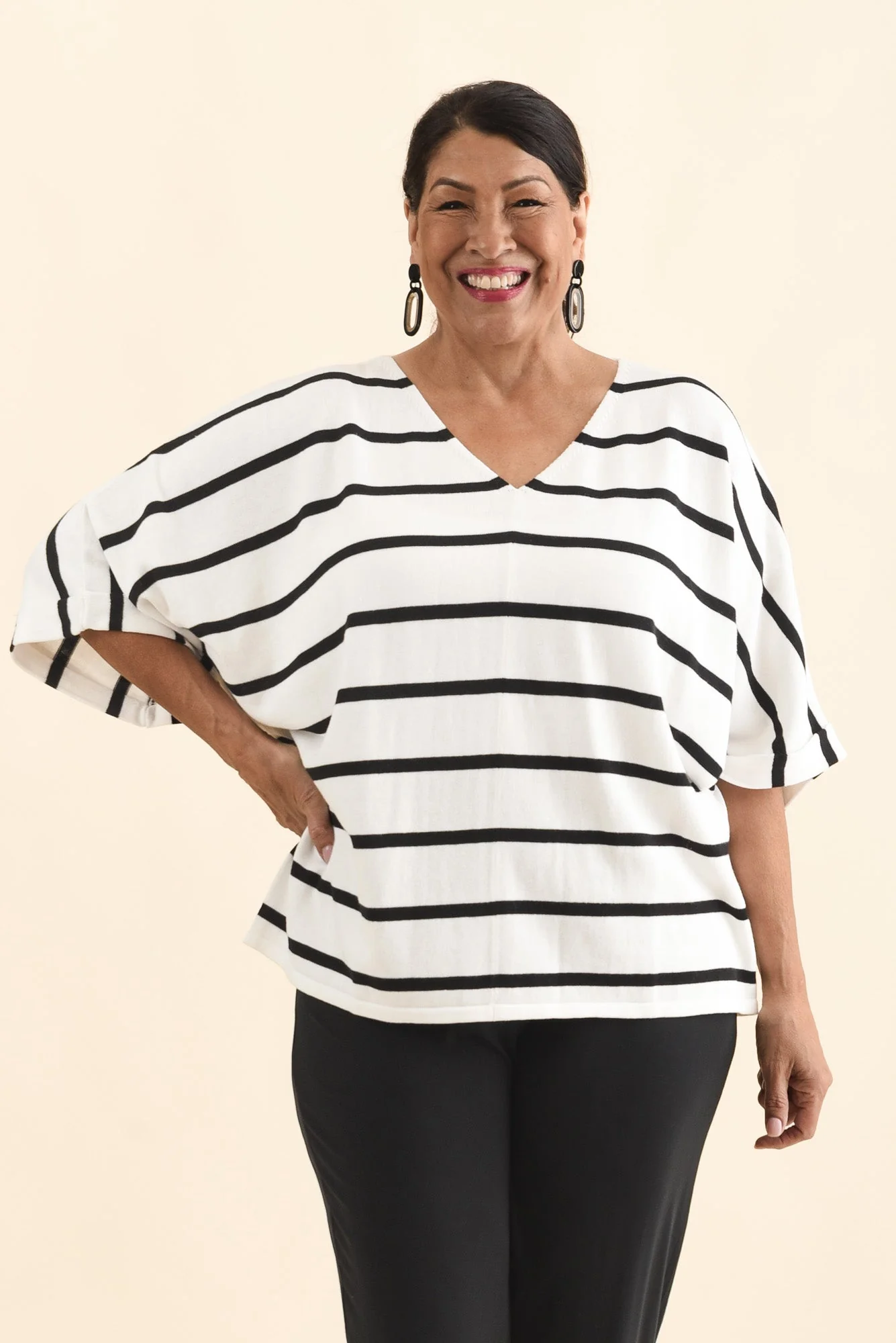 Derby White Stripe Cotton Blend Knit Top - Image 8