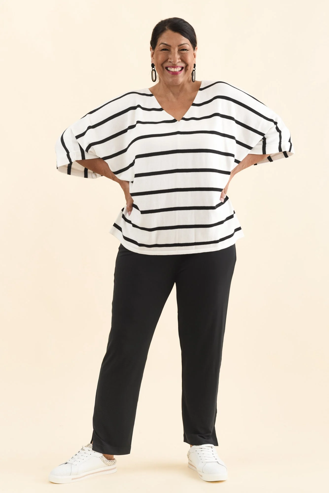 Derby White Stripe Cotton Blend Knit Top - Image 9