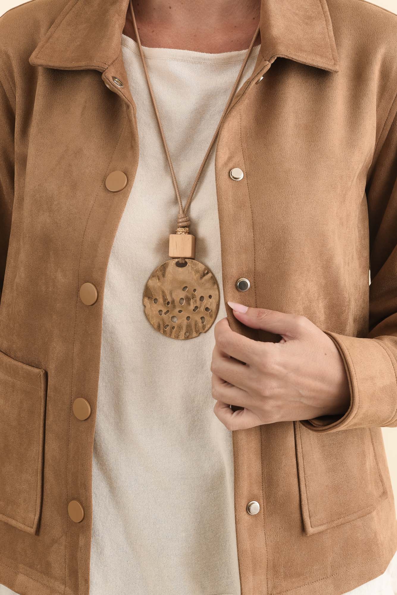 Dexter Tan Faux Suede Jacket - Image 6