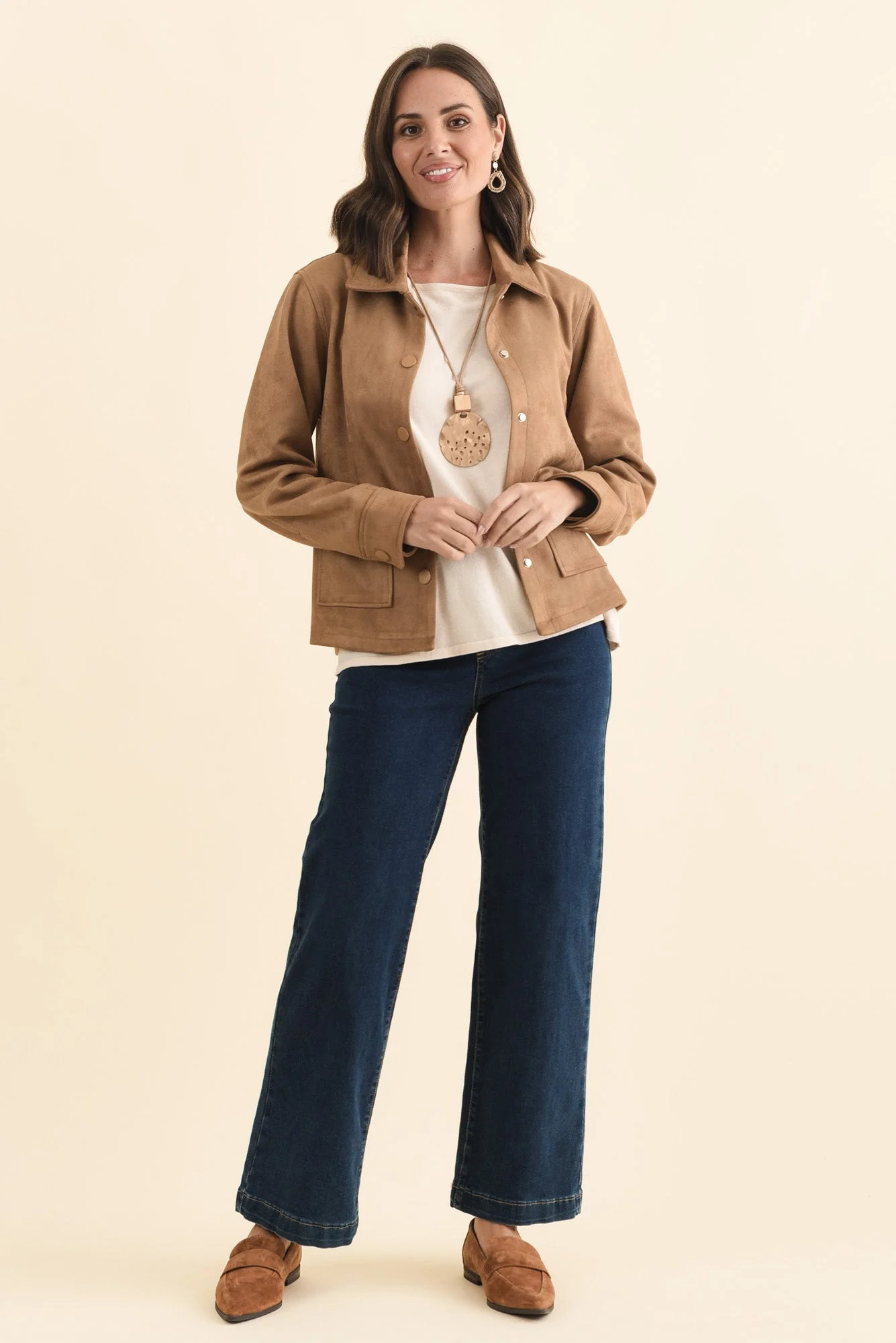 Dexter Tan Faux Suede Jacket - Image 7