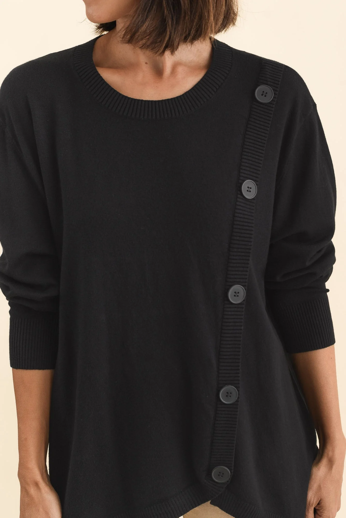 Dianne Black Button Knit Sweater - Image 5